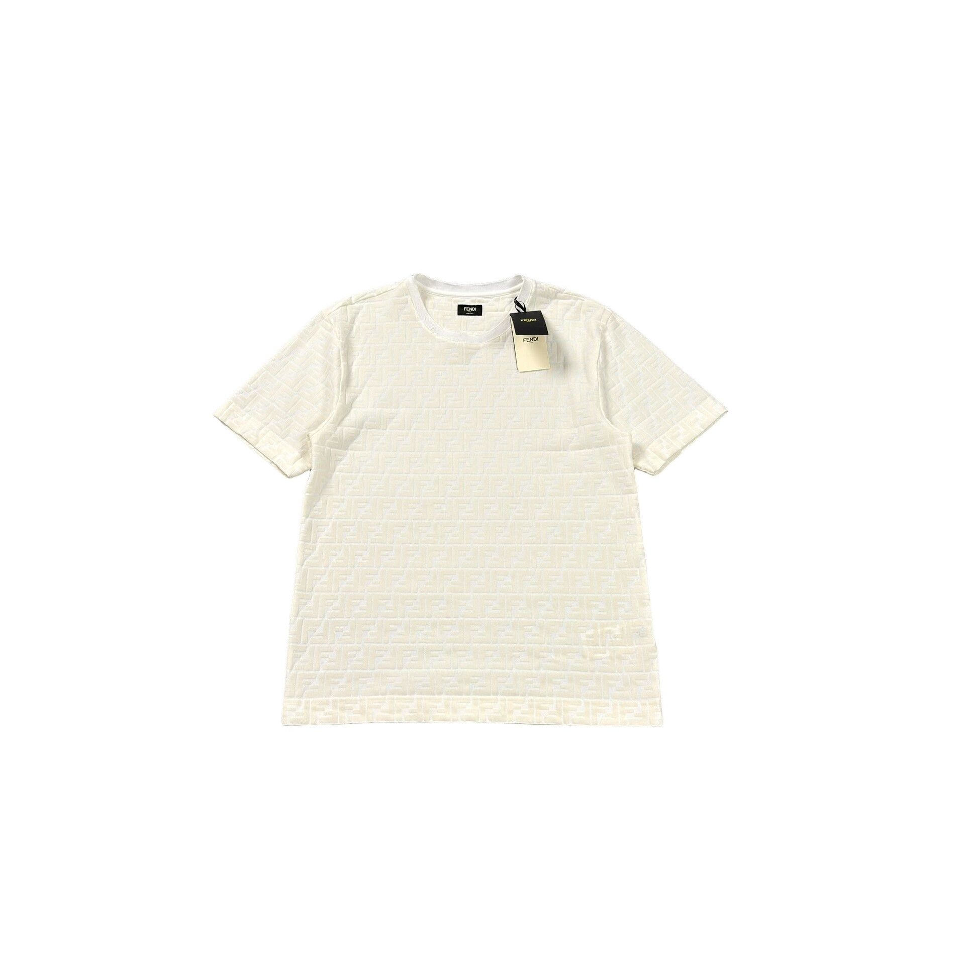 Fendi Fendi Beige Flocked Monogram T-Shirt US M Size US M / EU 48-50 / 2 - 1 Thumbnail
