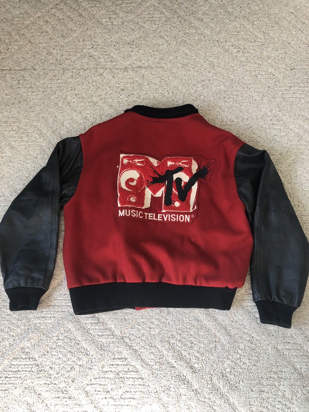 Mtv Rare 1992 MTV Networks Leather/Wool Varsity Jacket Size US S / EU 44-46 / 1 - 6 Thumbnail