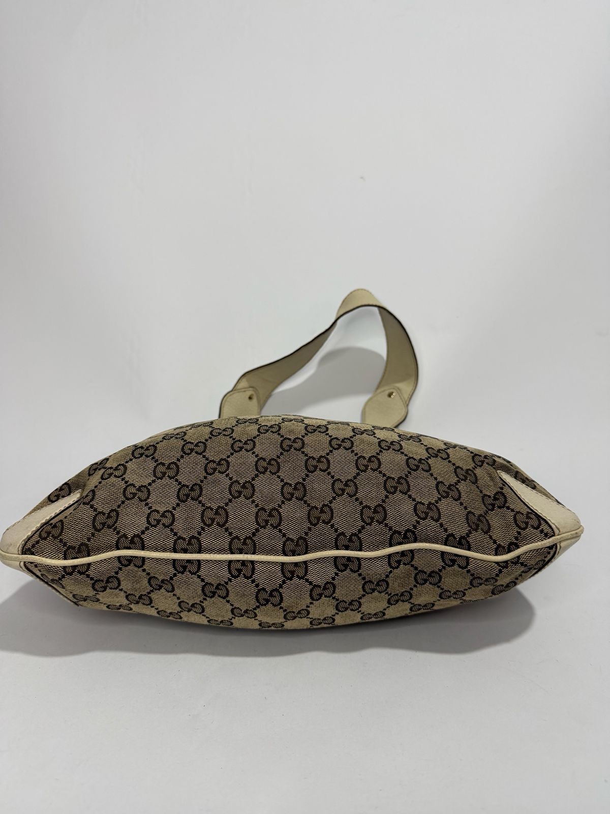 Gucci GUCCI Beige/White GG Canvas Horsebit Creole Hobo Bag Size ONE SIZE - 2 Thumbnail