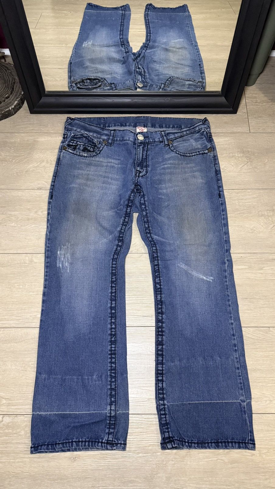 True Religion Y2K 2000s True Religion Ricky Super T Black Denim Jeans Size US 38 / EU 54 - 2 Thumbnail