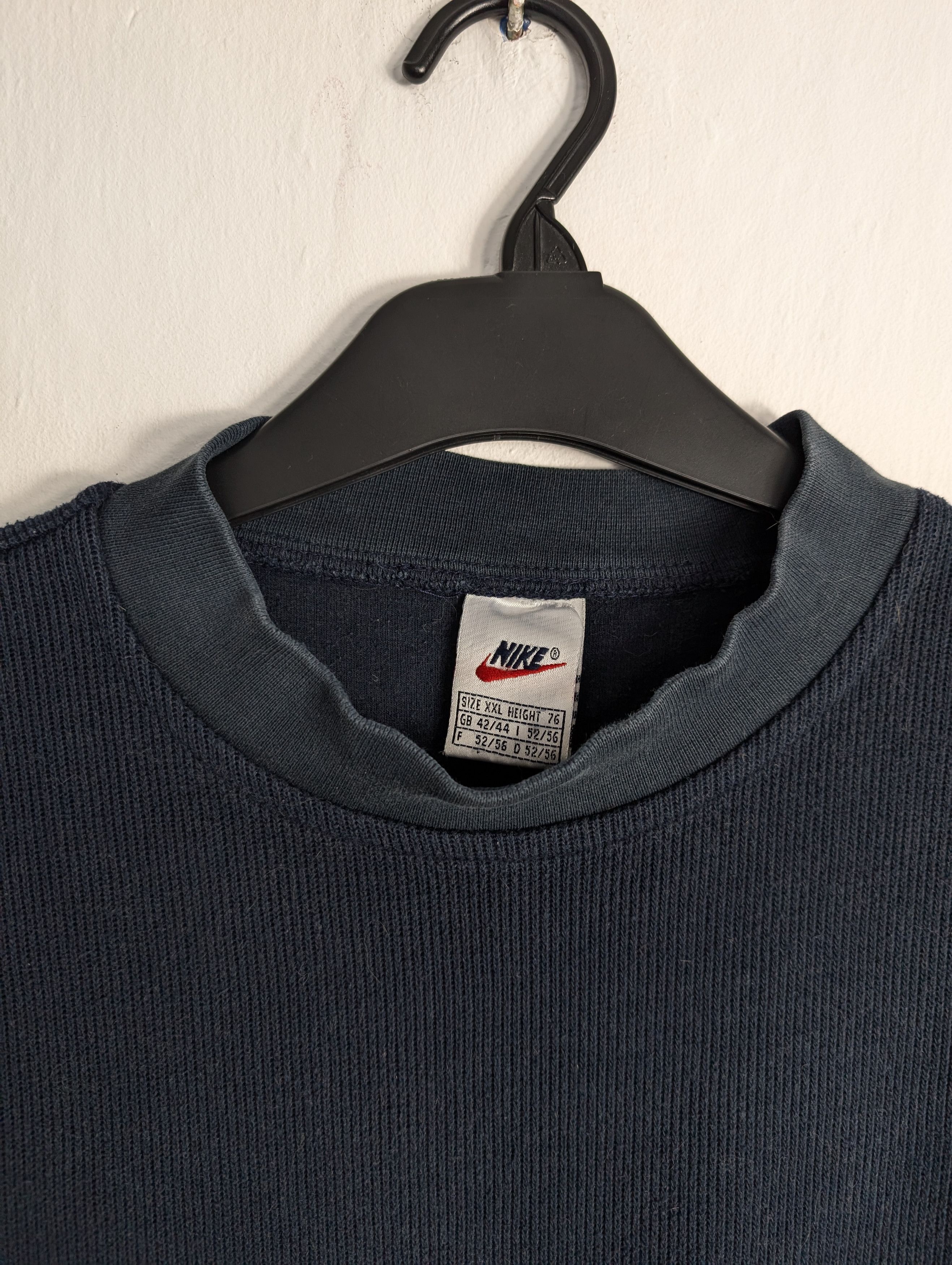 Nike Vintage 90s Nike Center Swoosh Ribbed Crewneck Navy Y2K Size US L / EU 52-54 / 3 - 3 Thumbnail