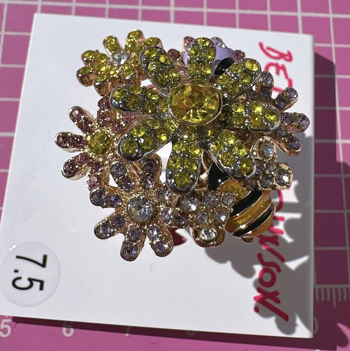 Betsey Johnson Betsey Johnson crystal paved yellow pink white flowers Size ONE SIZE - 12 Thumbnail