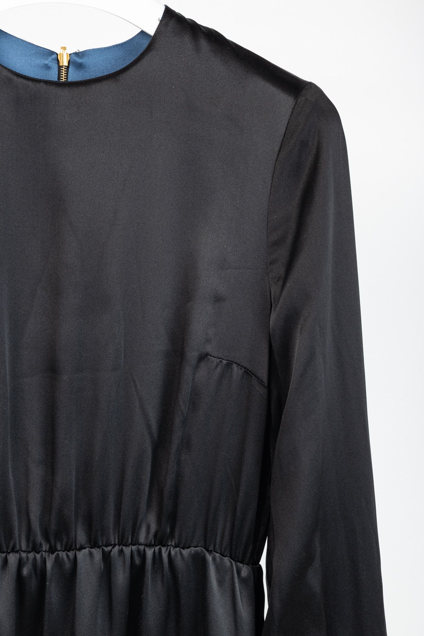 Other Dassie Reversible Black & Blue Silk Charmeuse Dress Size L / US 10 / IT 46 - 4 Thumbnail