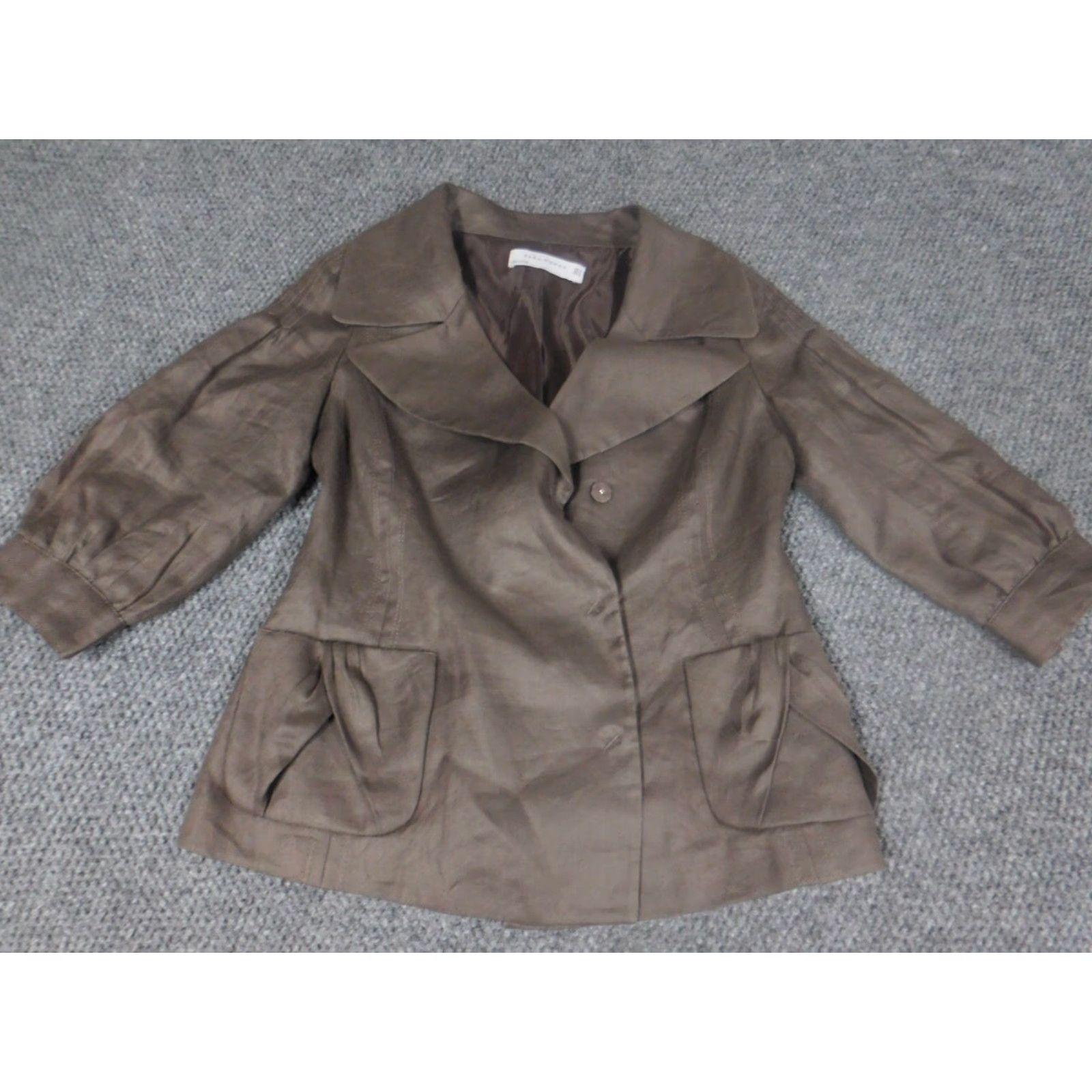 Zara Zara Jacket Womens Small Brown Snap Collar Basic Jacket Long Sleeve Solid Mid-Length Polyester Lining Embroidered Casual Fall Spring Womens Size S / US 4 / IT 40 - 2 Thumbnail