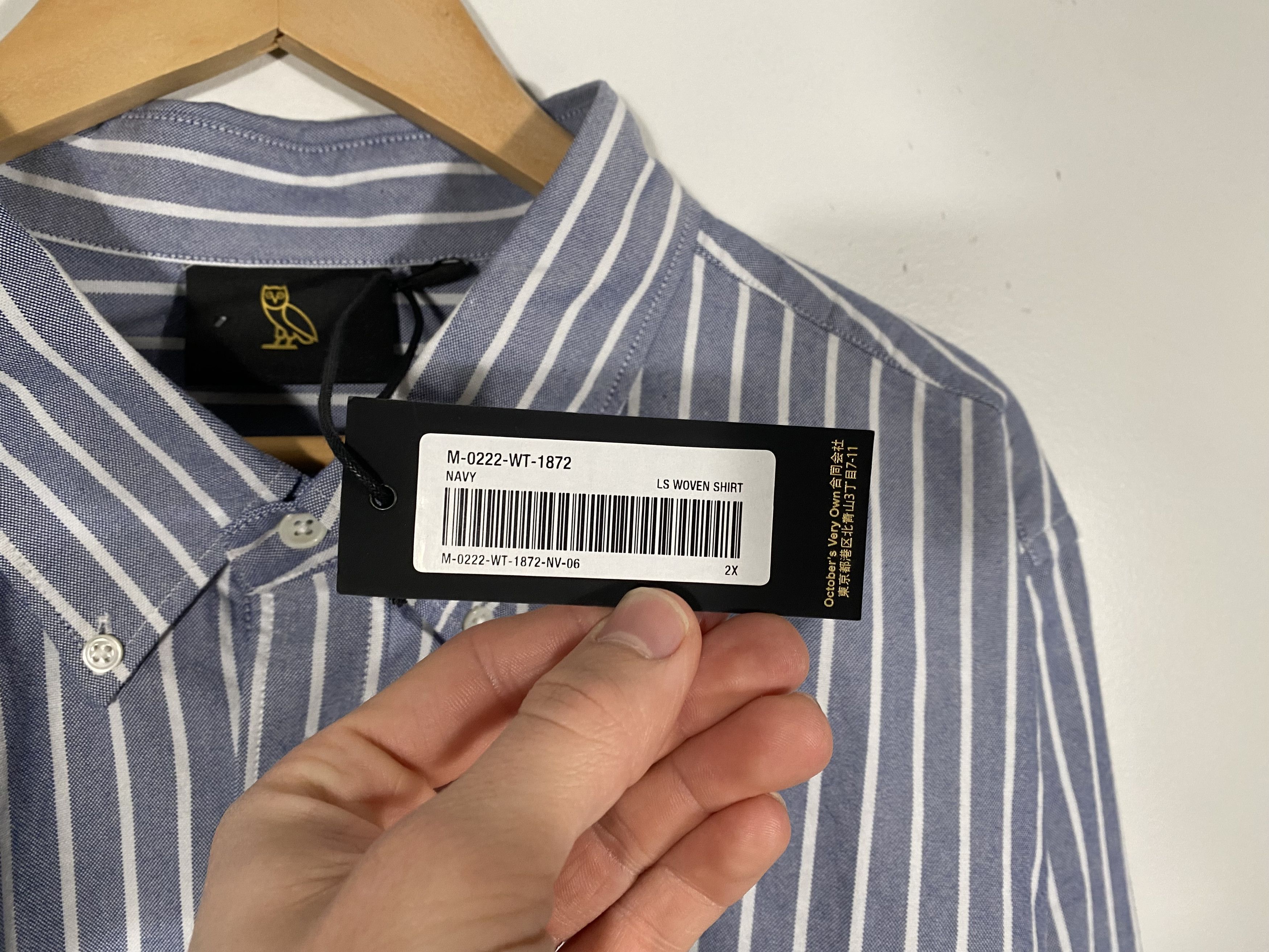 October's Very Own NWT Octobers Very Own Vertical Stripe LS Woven Shirt Size US XXL / EU 58 / 5 - 6 Thumbnail