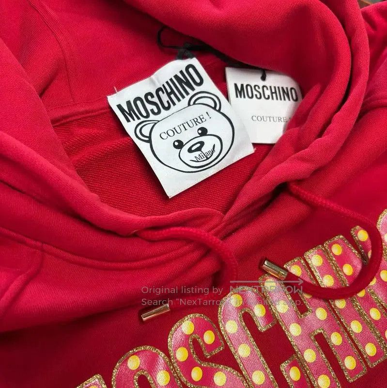 Moschino Moschino Red Cotton Women's Hoodie with Bear Design . Size XL / US 12-14 / IT 48-50 - 5 Thumbnail