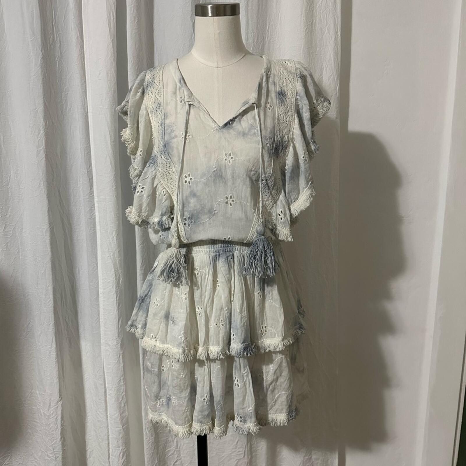 Other SURF GYPSY Ruffle Mini Eyelet Tie Dye Dress Size L / US 10 / IT 46 - 3 Thumbnail