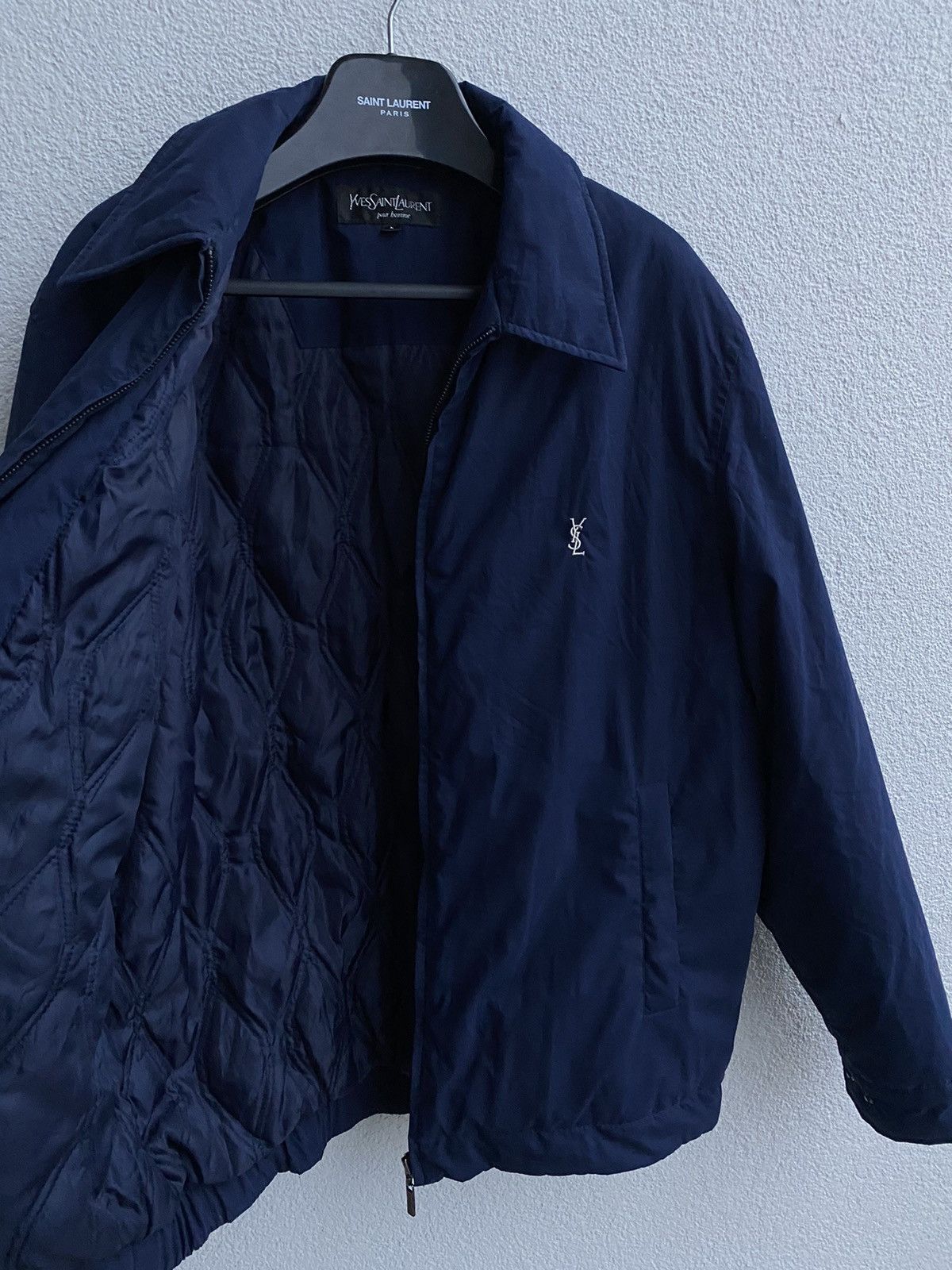 Yves Saint Laurent Warm YSL Jacket Navy Quilted Bomber Size US L / EU 52-54 / 3 - 13 Thumbnail