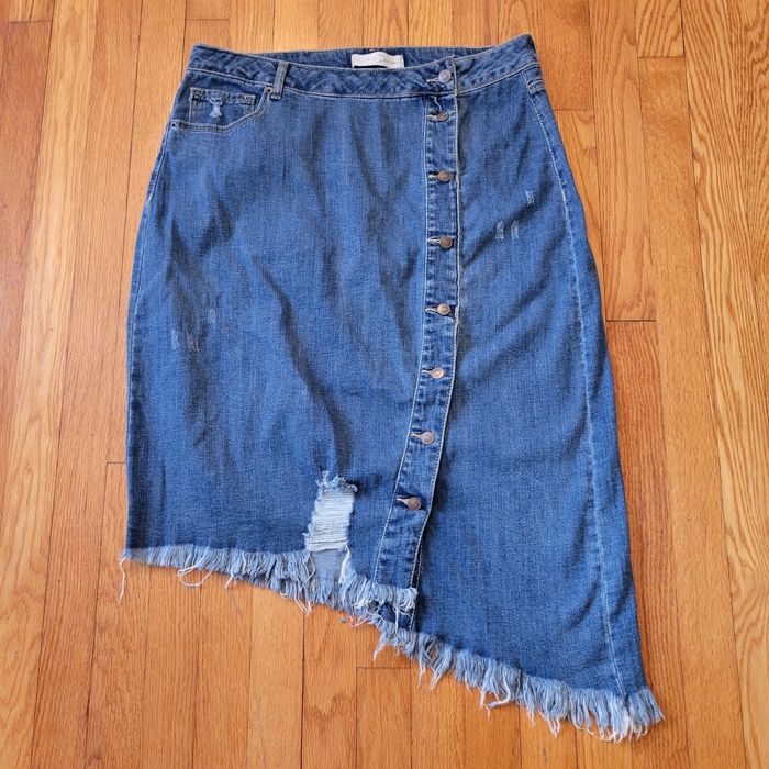 Vintage Blue Denim Midi Skirt