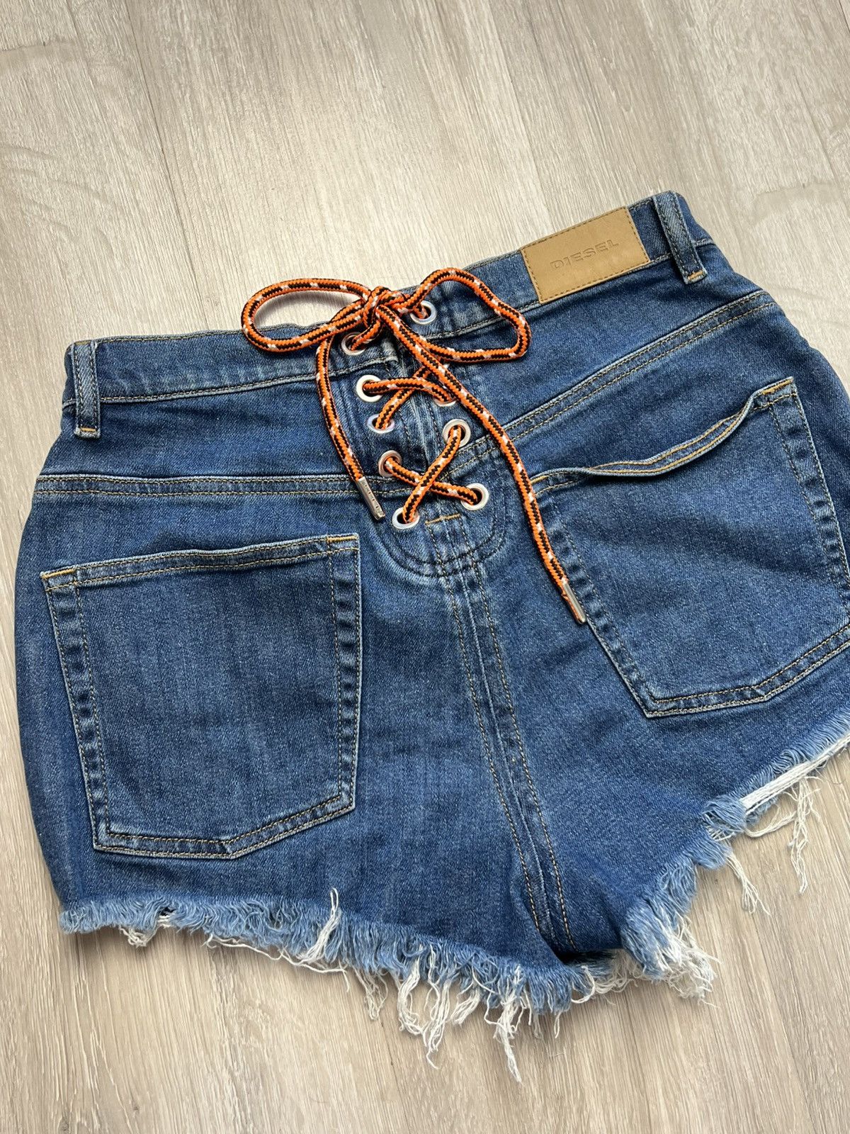 Diesel Diesel Women's Denim Shorts Tied at the Back with Laces Size 29" - 2 Thumbnail