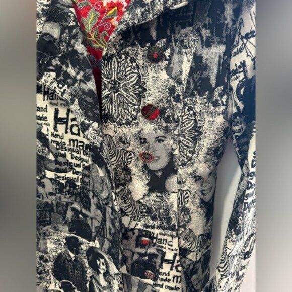 Desigual RARE - VINTAGE Desigual Black and White Graphic Women's Coat Size S / US 4 / IT 40 - 16 Thumbnail