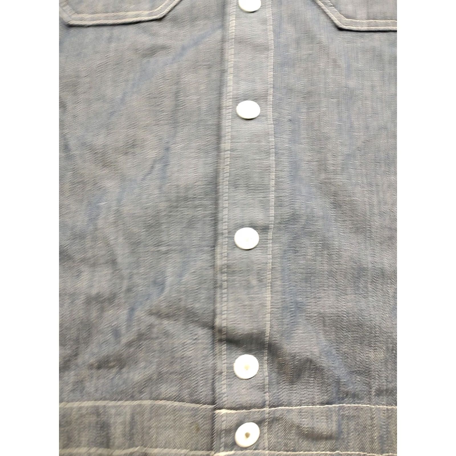 Denime VINTAGE Denim Chore Jacket XL Men Mid-Length Snap Button Military Style Workwear USA 80s Blue Size US XL / EU 56 / 4 - 4 Thumbnail