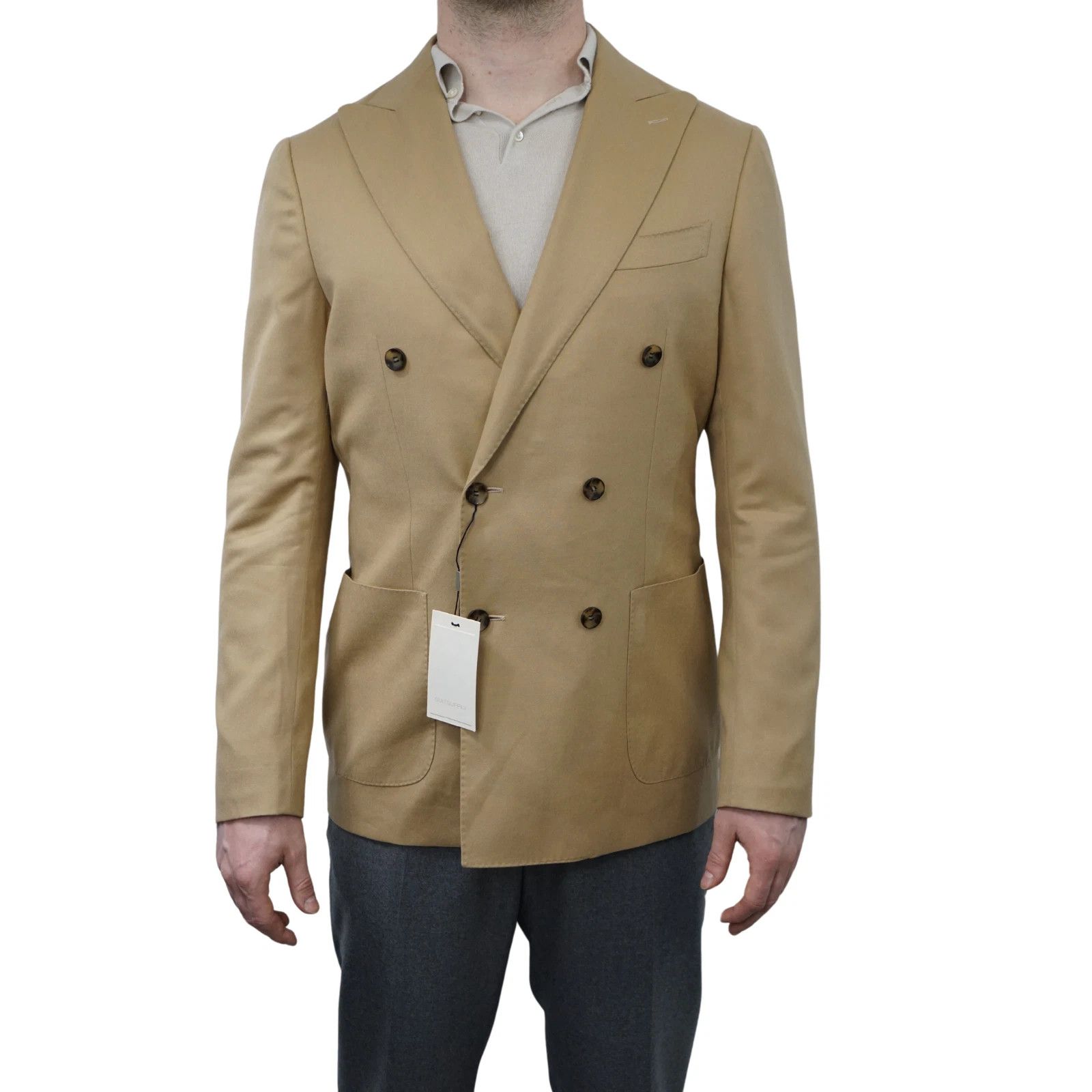 Suitsupply Men Suitsupply Blazer Havana Double Breasted FL Peak US38L Size 38L - 1 Thumbnail