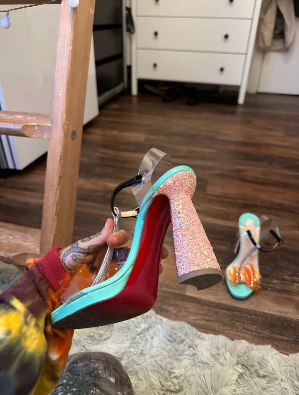 Christian Louboutin Funky sparkly bow tie high heels Size US 6 / IT 36 - 3 Thumbnail