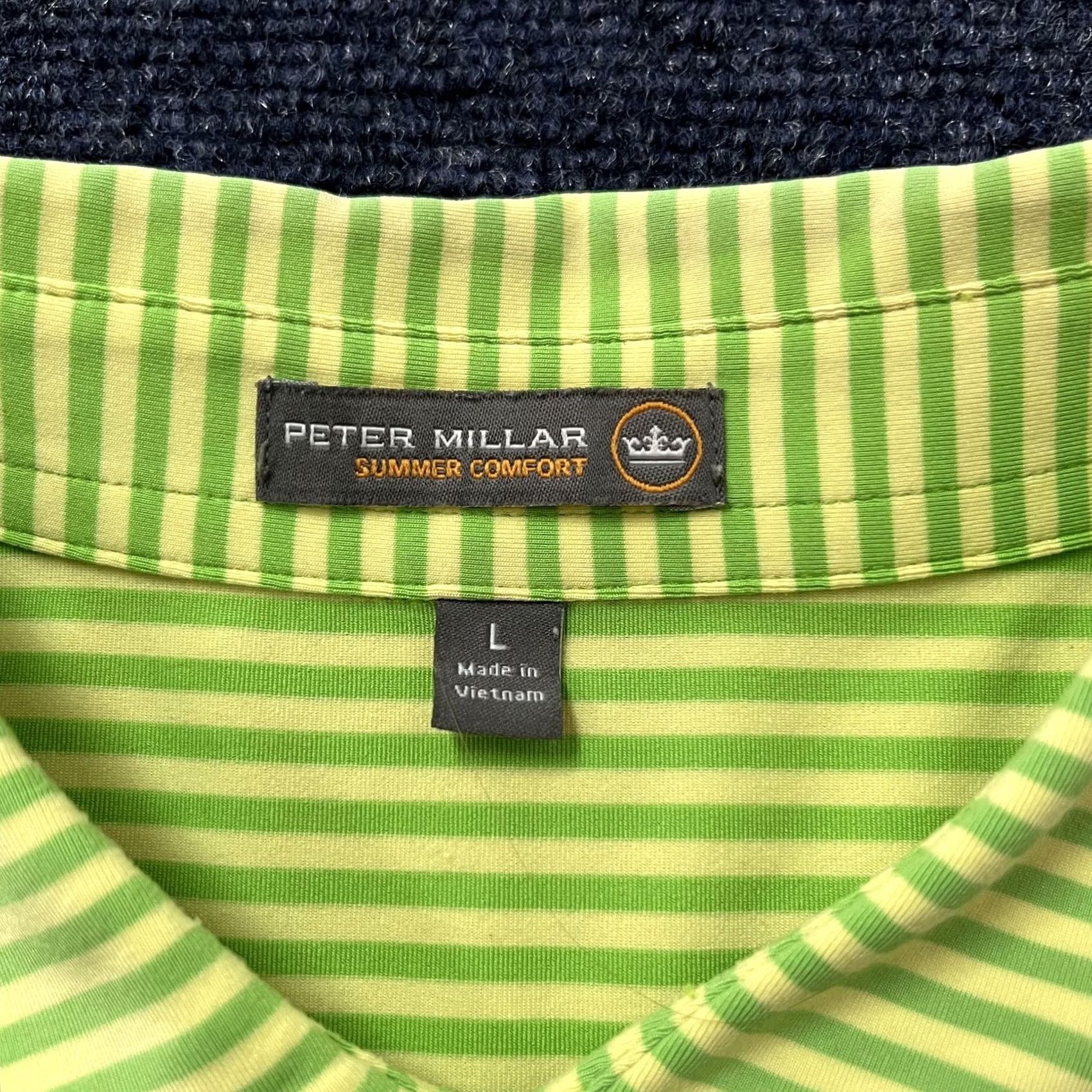 Peter Millar Peter Millar Summer Comfort Polo Shirt Mens Large Green Stripe Golf Short Sleeve Size US L / EU 52-54 / 3 - 4 Thumbnail