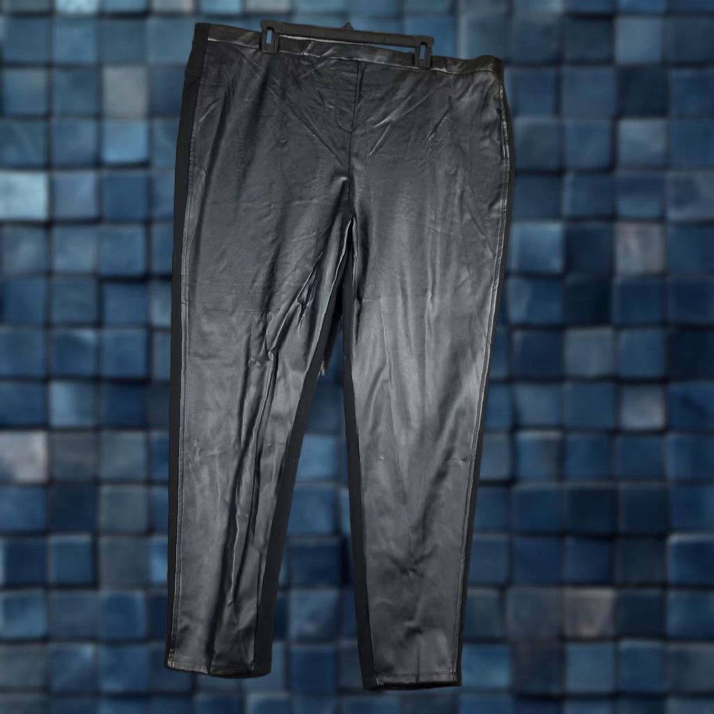 Worthington Worthington Woman Pants Womens 2X Black Faux Leather Ponte Leggings Pull On Plus Size 40" / US 18 - 1 Thumbnail