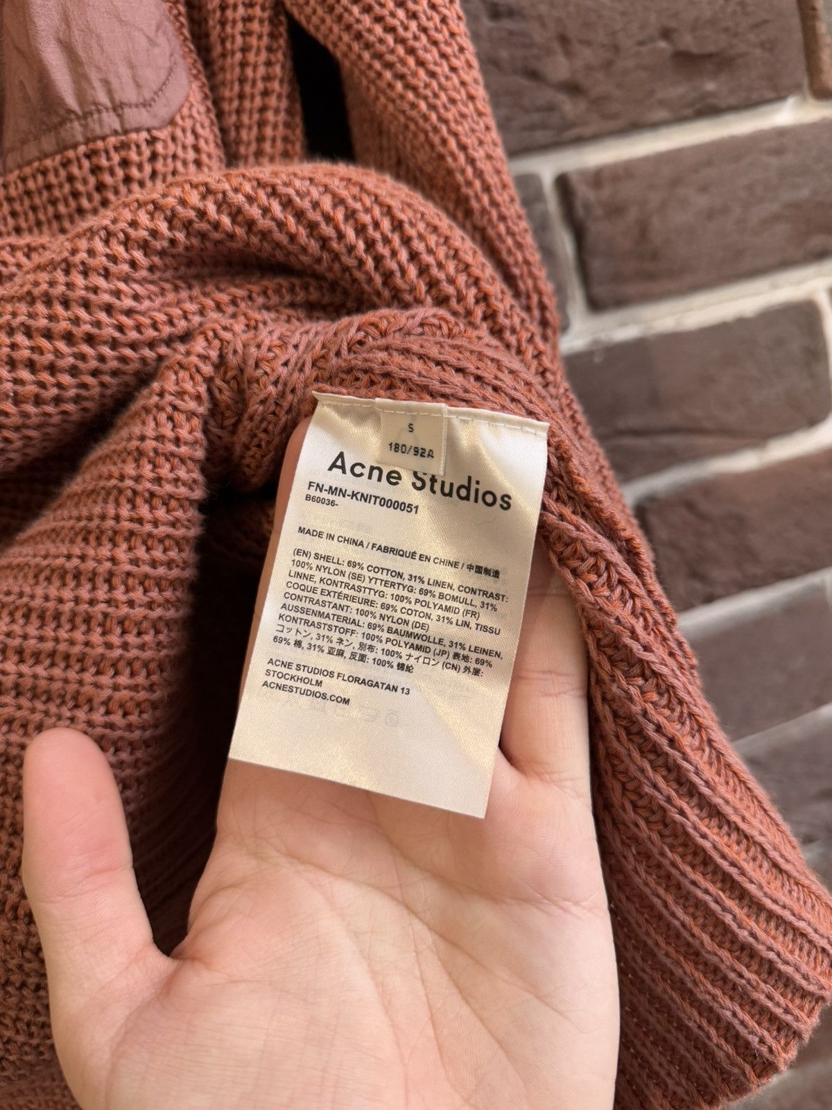 Acne Studios Acne Studios Designer Linen Cargo Knit Sweater Brown Hype Size US M / EU 48-50 / 2 - 6 Thumbnail