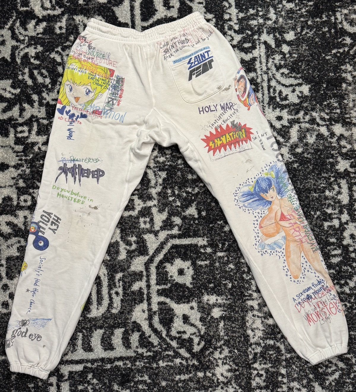 Saint Michael Saint Michael X Takashi Murakami Grafitti Sweat Pants LARGE Size US 34 / EU 50 - 5 Thumbnail