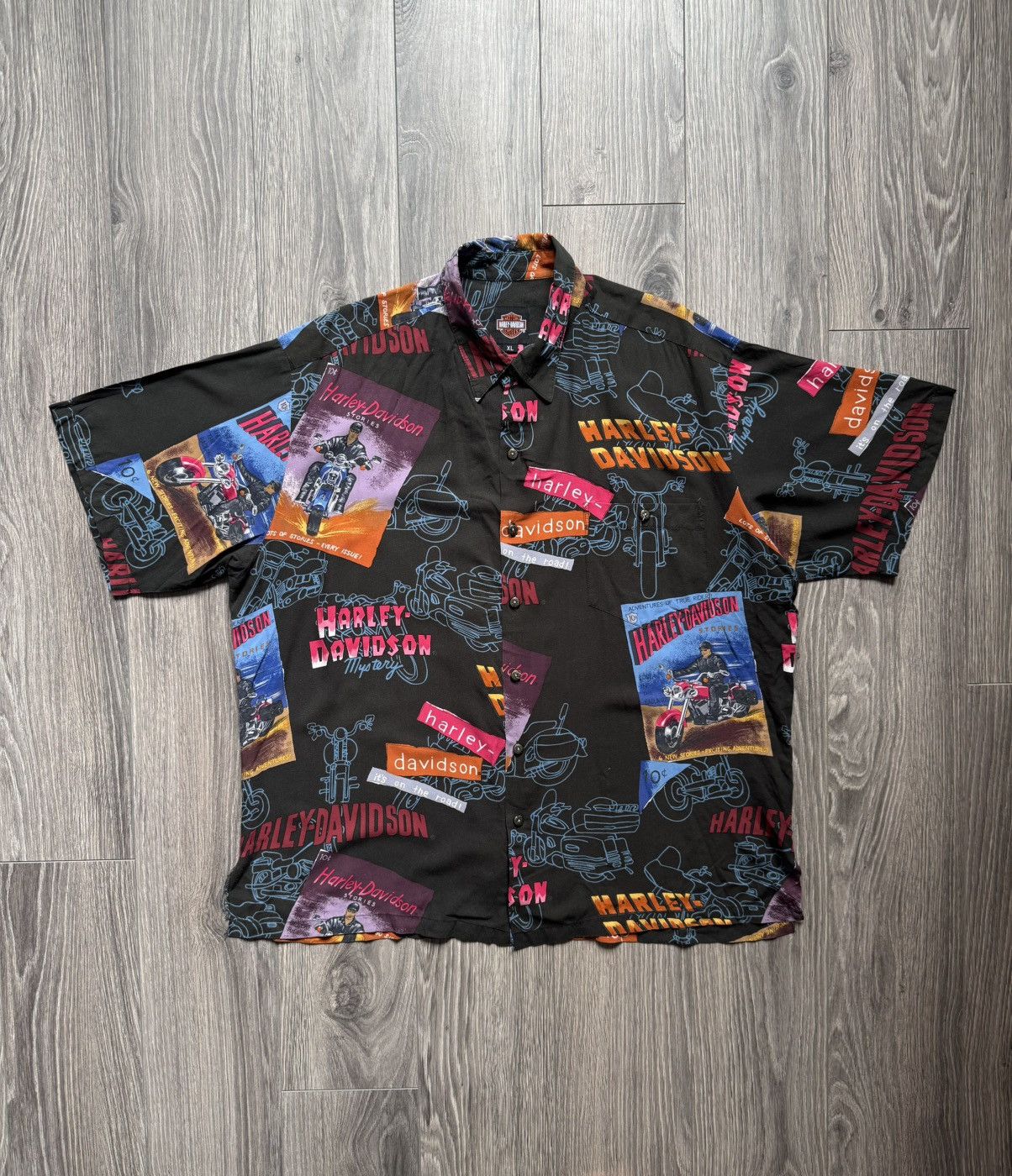 Harley Davidson Harley Davidson Bikers 90’s Hawaiian Shirt CRAZY VINTAGE Size US XL / EU 56 / 4 - 1 Thumbnail