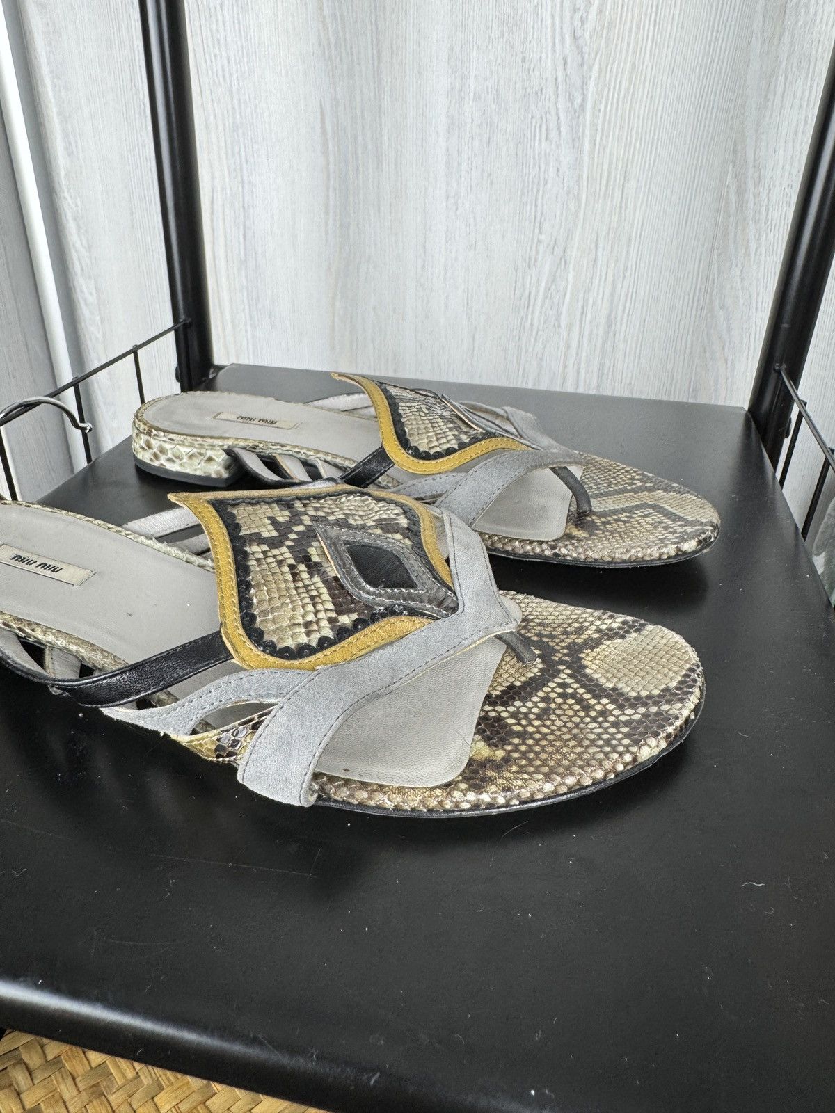 Miu Miu Miu Miu Lizard snake leather and suede sandals mules Sz 37 Size US 7 / IT 37 - 5 Thumbnail