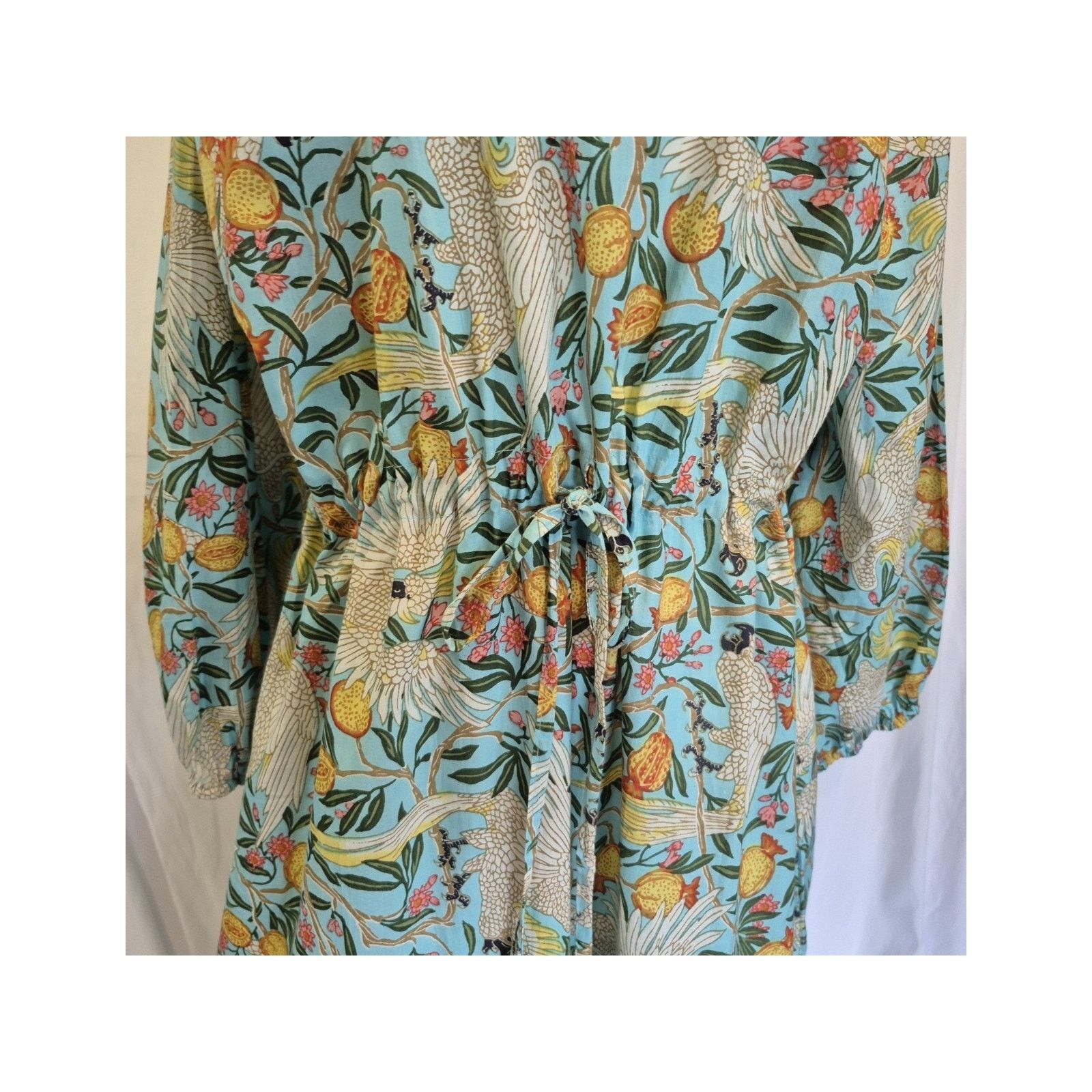 Other New India Collection Bird Dress Hand Blocked Caftan Green XS Size XS / US 0-2 / IT 36-38 - 6 Thumbnail