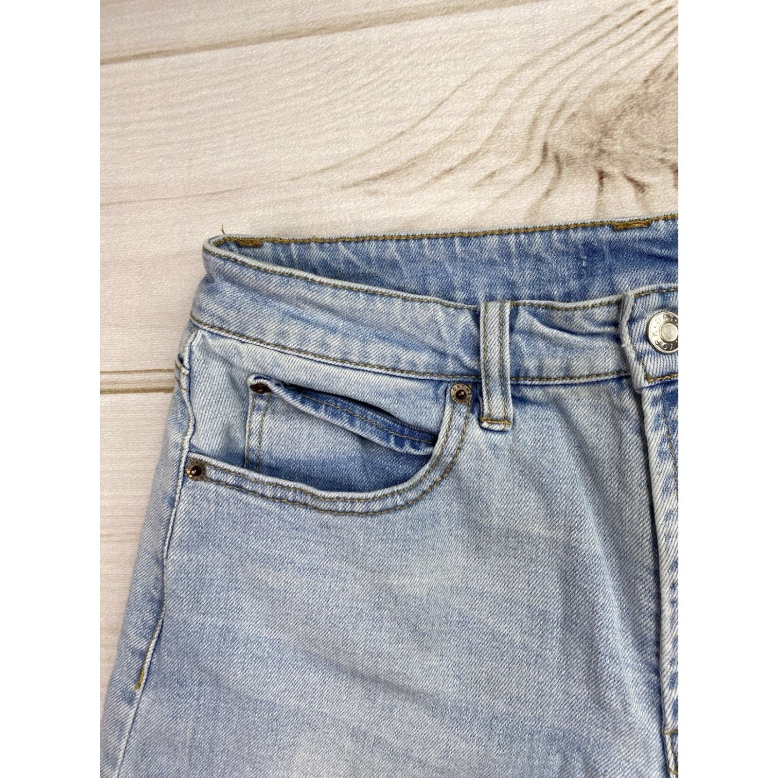 Vintage OAT New York Jeans Womens 29 Light Wash Wide-Leg Crop High Rise 90s Bohemian City Blue Denim Stretch Size 29" - 2 Thumbnail