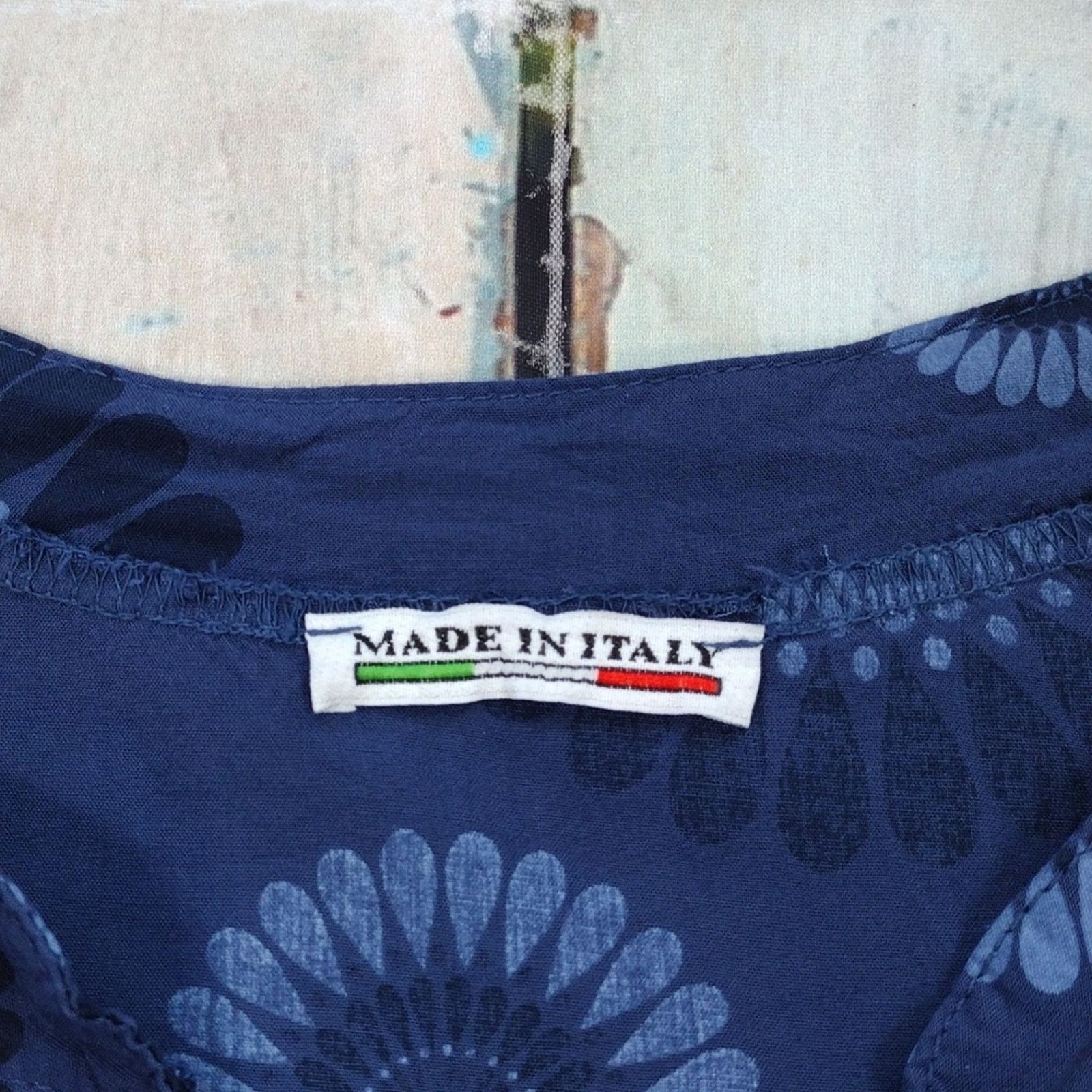 Other Linda Made In Italy Navy Blue Floral Flowy Tank Top Shirt Size XL / US 12-14 / IT 48-50 - 5 Thumbnail