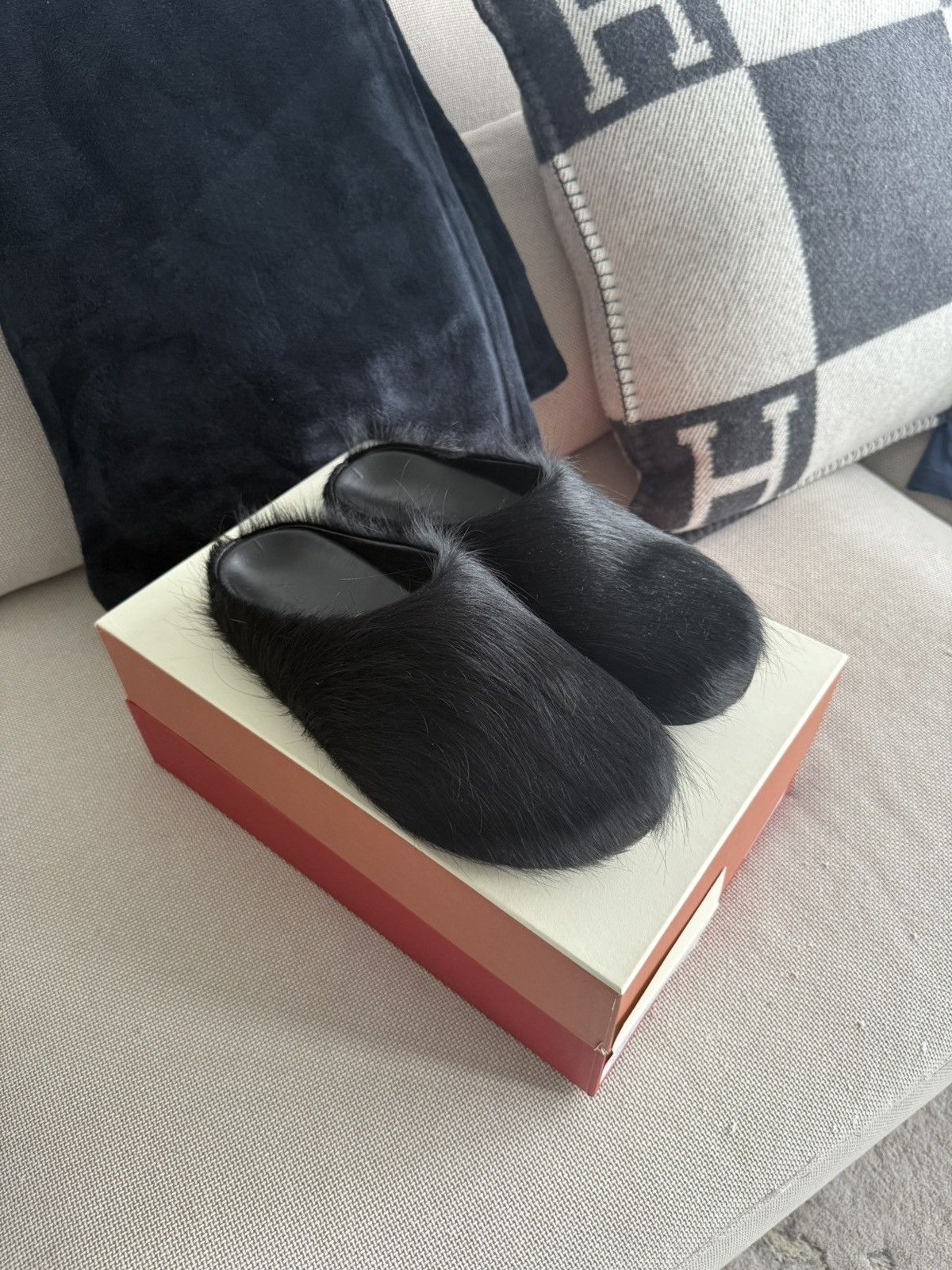 サンダル Marni Black Calf Hair Fussbett Slippers Marni - Fussbett Calf Hair Slippers - Black Marni