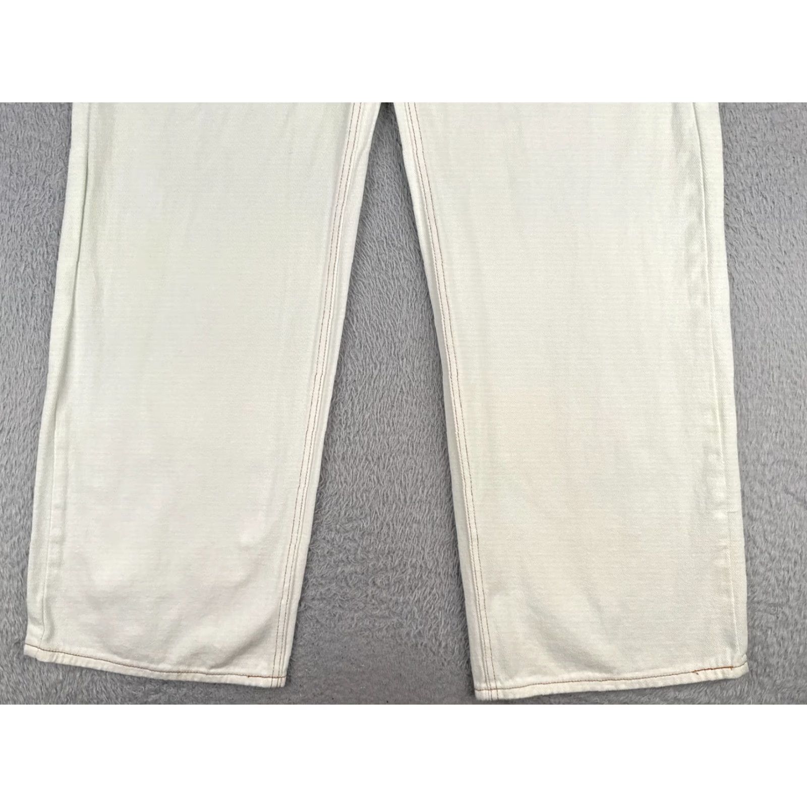 Lioness Lioness Jeans Womens 2XL White Wide-Leg 100% Cotton Mid Rise Zip Fly 36x32 Denim Distressed Logo Embroidered 5-Pocket Regular Mens Womens Size 40" / US 18 - 2 Thumbnail