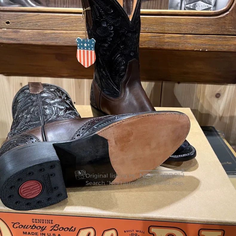 RRL Ralph Lauren RRL Ralph Lauren Carved Western Cowboy Boots Size US 8 / EU 41 - 6 Thumbnail