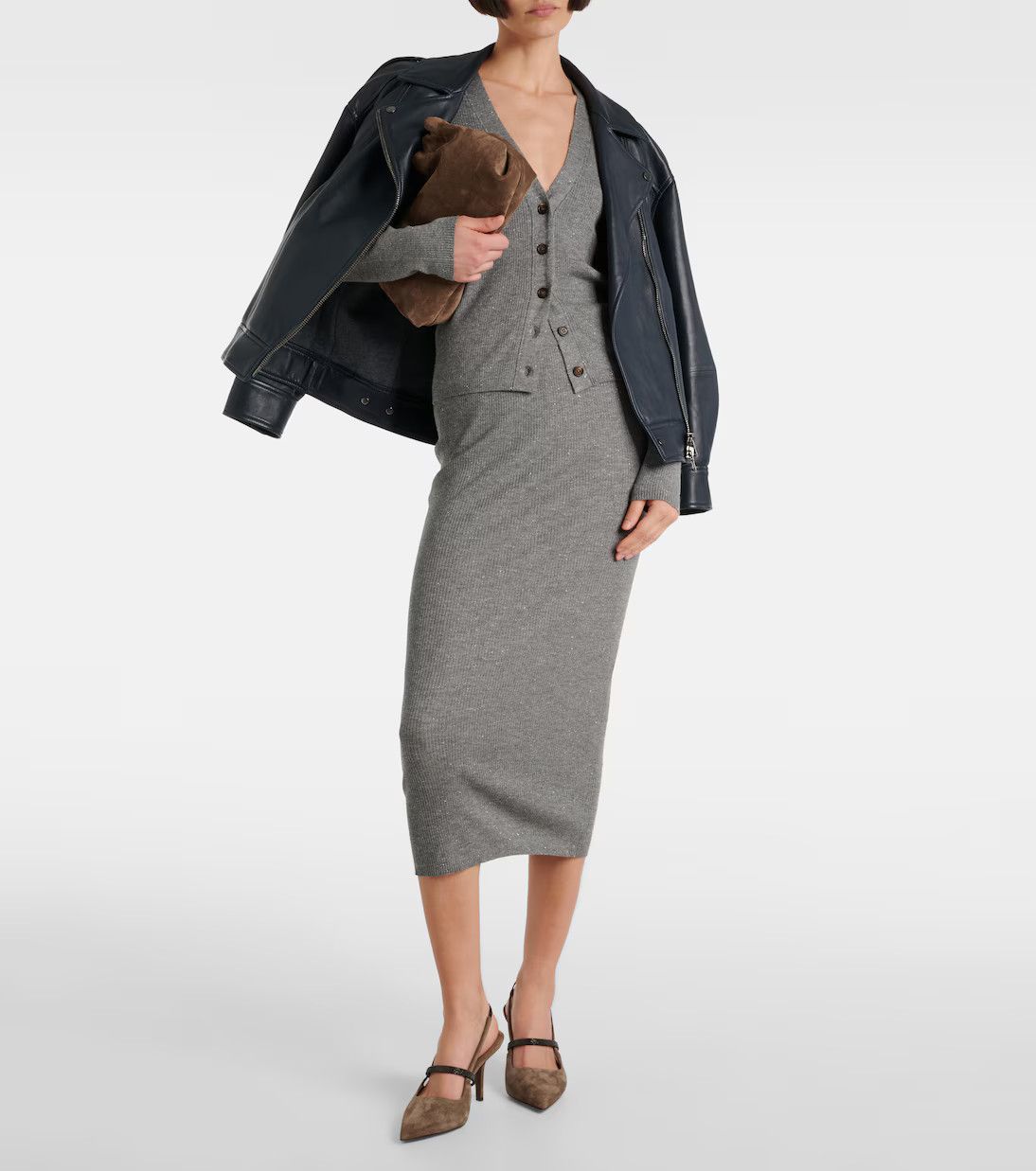 Brunello Cucinelli o1y0725 Midi Skirt in Gray Size 28" / US 6 / IT 42 - 5 Thumbnail