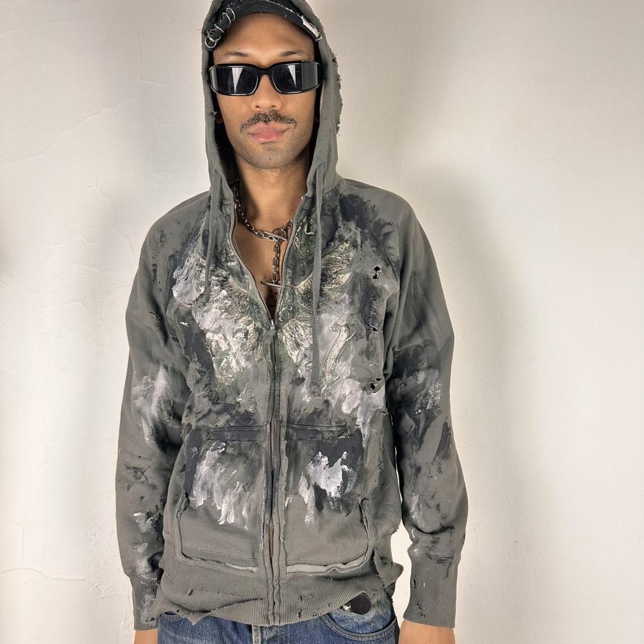 Other ASTROBOI* Y2K Indie Grunge Gray Painted Sweatshirt - Large Size US L / EU 52-54 / 3 - 7 Thumbnail