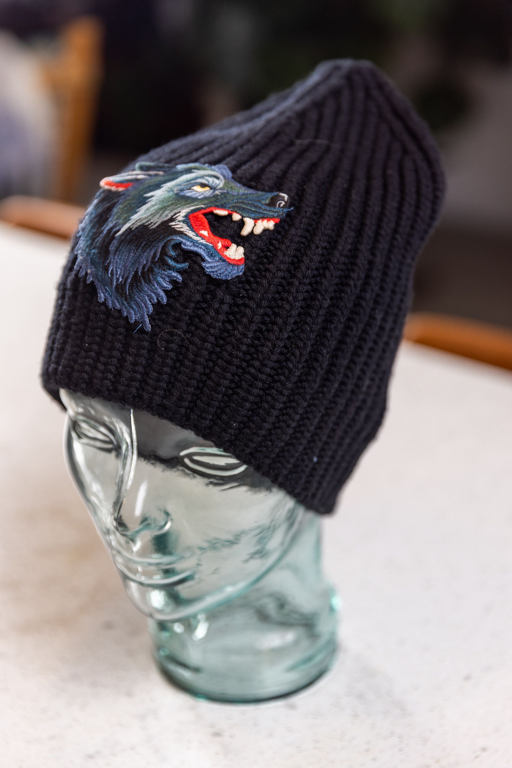 Gucci Gucci wolf motif beanie wool Grailed