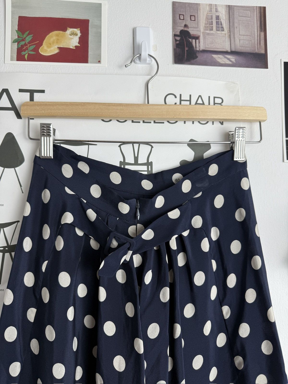 Designer × Jil Sander Vintage y2k Jil Sander polka dot navy silk skirt 36 S luxury Size 25" / US 0 / IT 36 - 6 Thumbnail