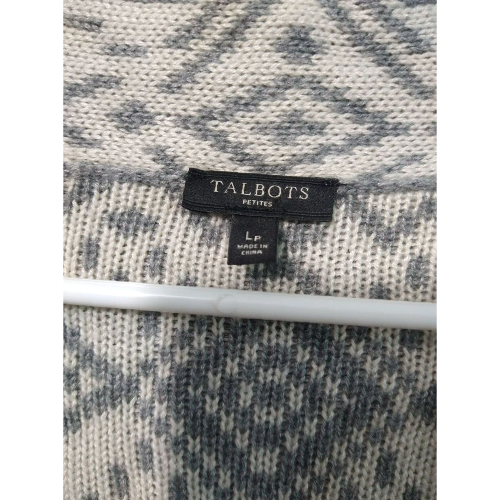 Talbots Talbots Cardigan Sweater Women Large Petite Open Front Aztec Gray Wool Cashmere Blend Knit Style: Tight-Knit Size L / US 10 / IT 46 - 5 Thumbnail