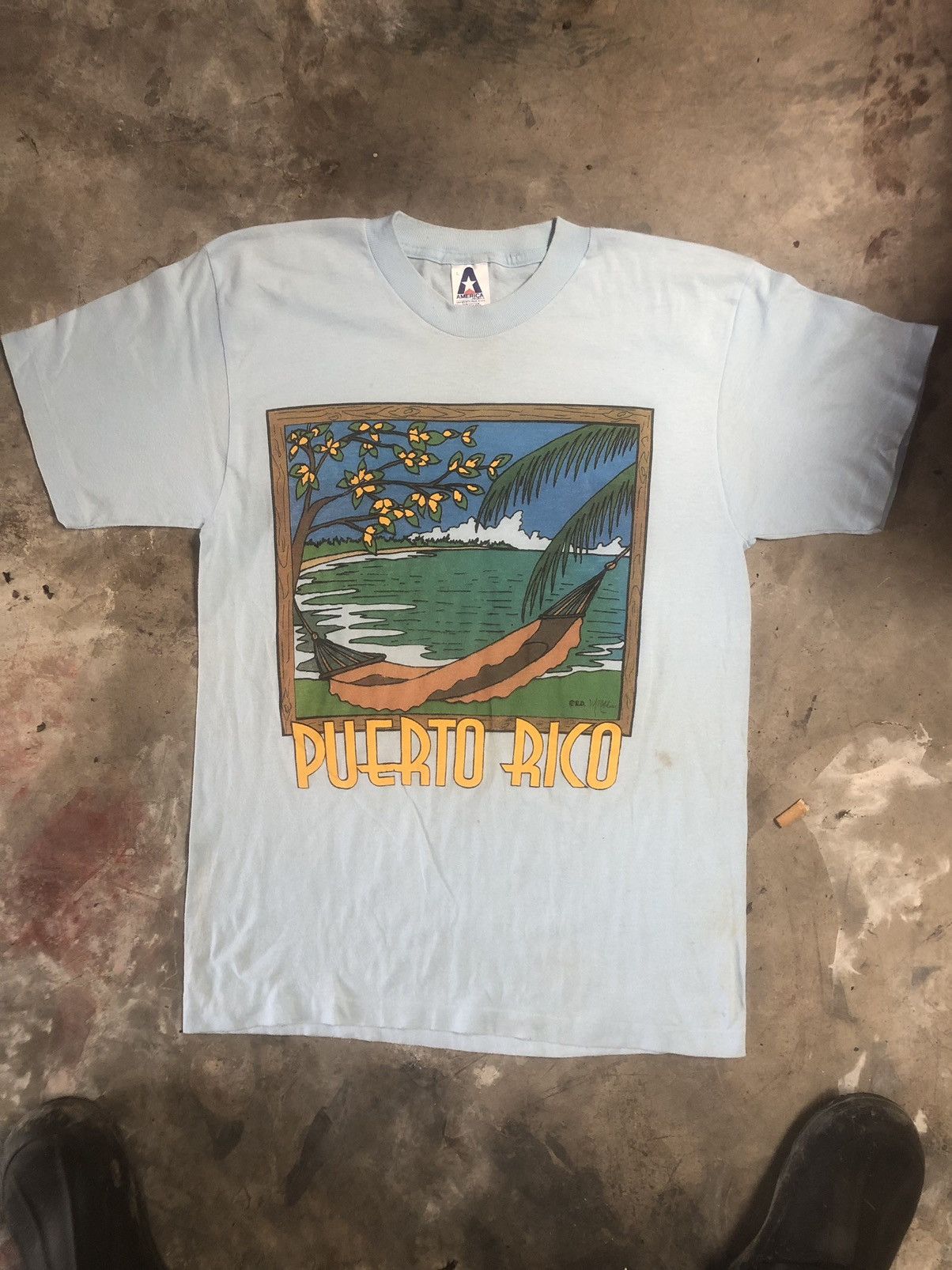 Vintage 90’ Single Stich Puerto Rico Shirt Size US L / EU 52-54 / 3 - 1 Thumbnail