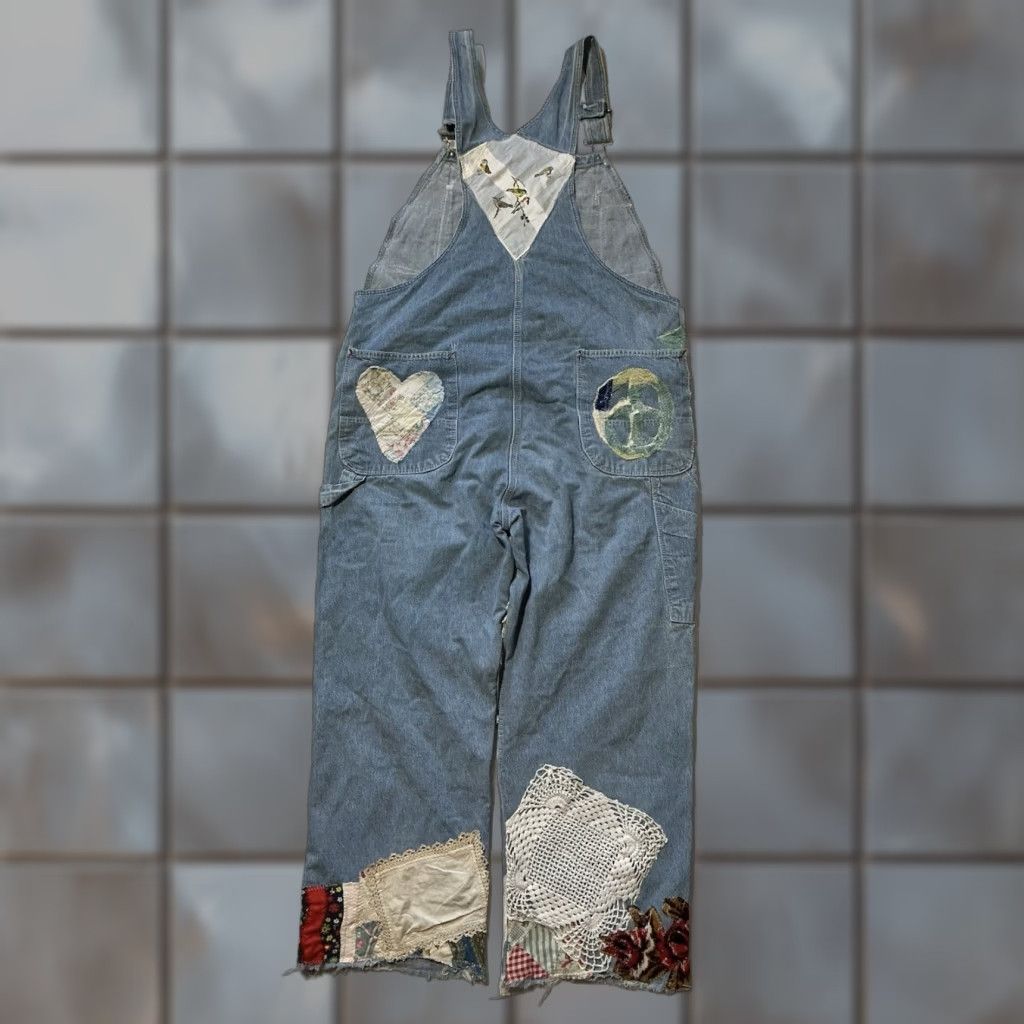 Vintage VINTAGE Jeans Overalls Patchwork Denim OOAK Reworked Upcycled 1Of1 Denim Jean Overalls Mens Regular 40 Blue 28 in 11 in Patchwork 40 Inches Waist 1Of1 Size US 40 / EU 56 - 1 Thumbnail