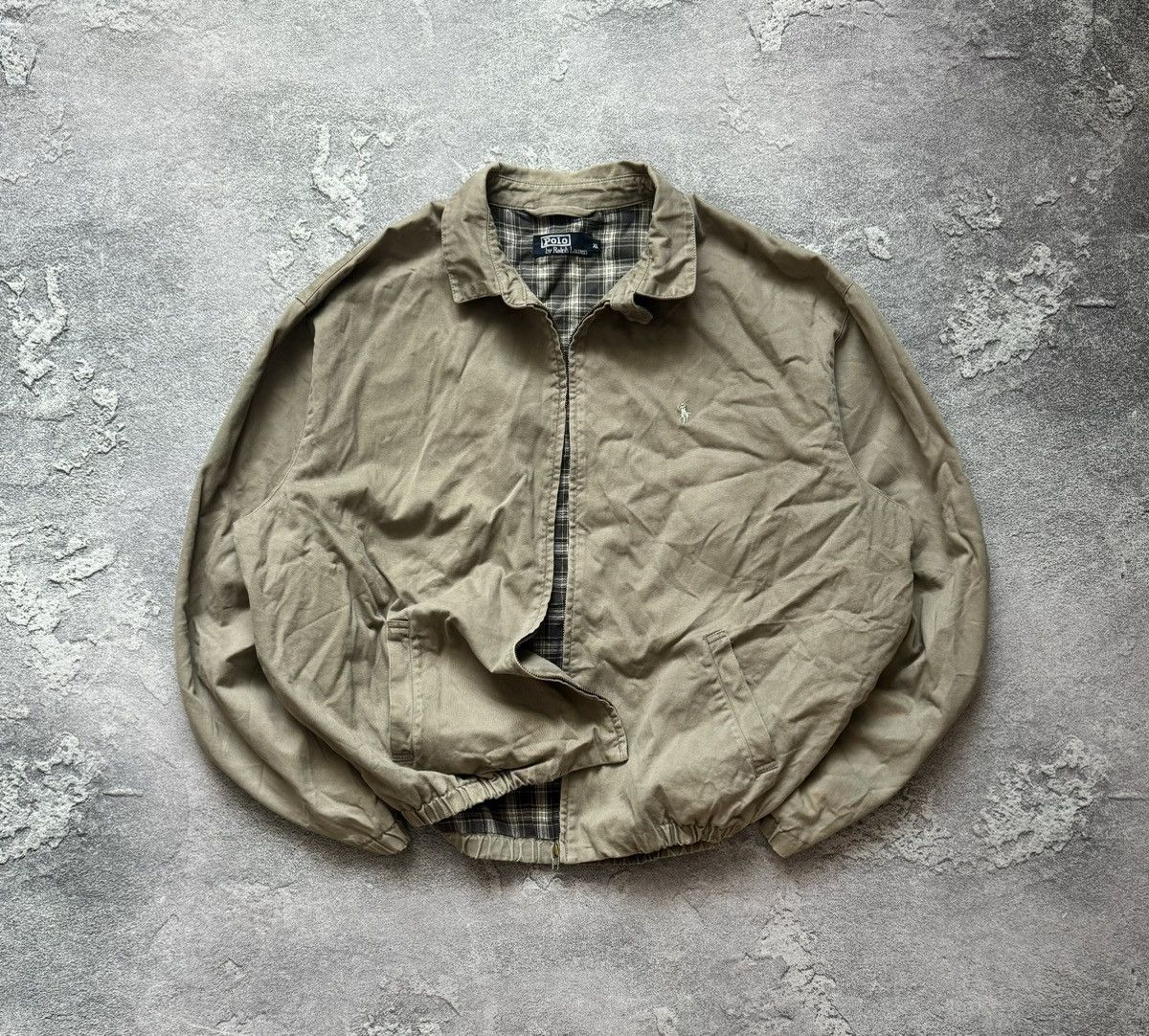 Polo Ralph Lauren × Vintage Polo Ralph Lauren XL 90s zip jacket bomber beige long sleeve Size US XL / EU 56 / 4 - 2 Thumbnail