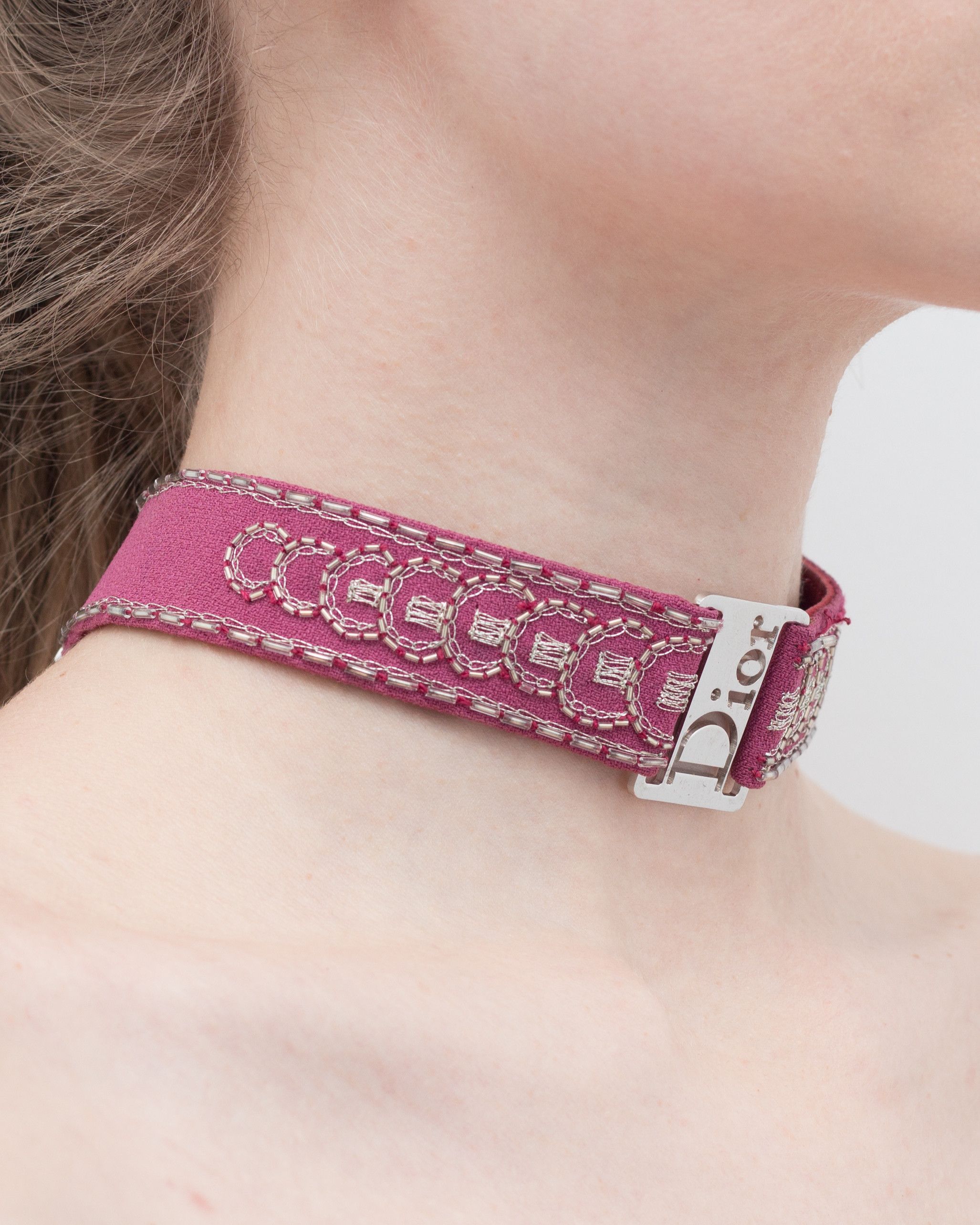 Dior Galliano Era Vintage Embroidered Logo Choker Rare Y2K Size ONE SIZE - 15 Thumbnail