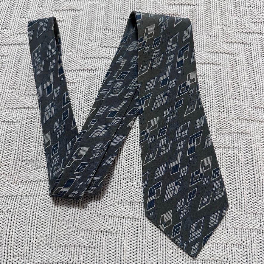Vintage Vintage Fumagalli's gray abstract diamond silk tie Size ONE SIZE - 1 Thumbnail