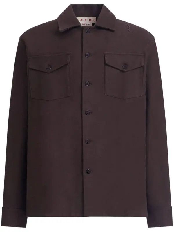 Marni o1w1db11125 Twill Shirt in Brown Size US L / EU 52-54 / 3 - 1 Thumbnail