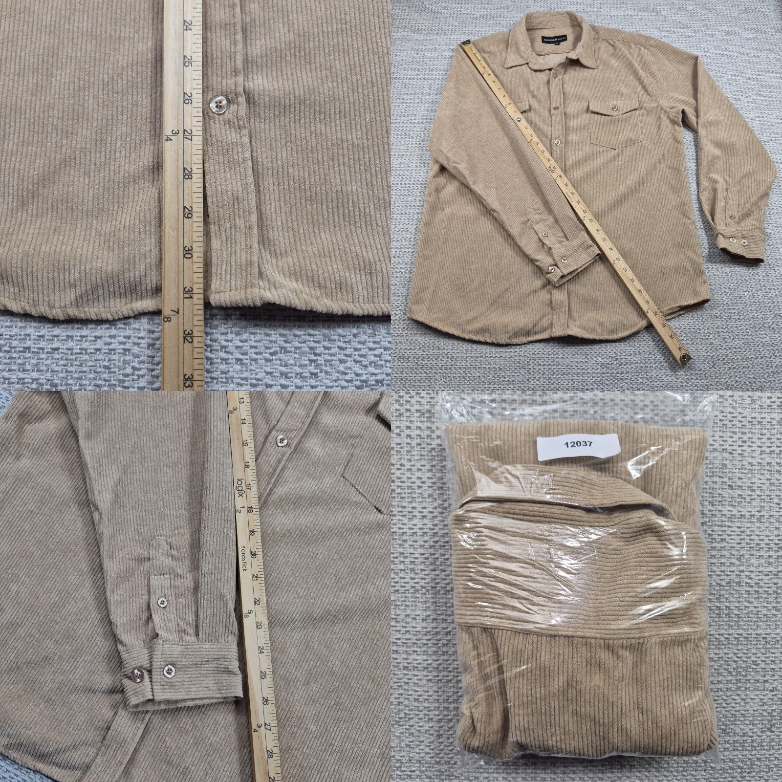 CO VINTAGE Molokai Surf Co Button Up Shirt Flannel Mens XL Tan Corduroy Long Sleeve Casual Size US XL / EU 56 / 4 - 9 Thumbnail