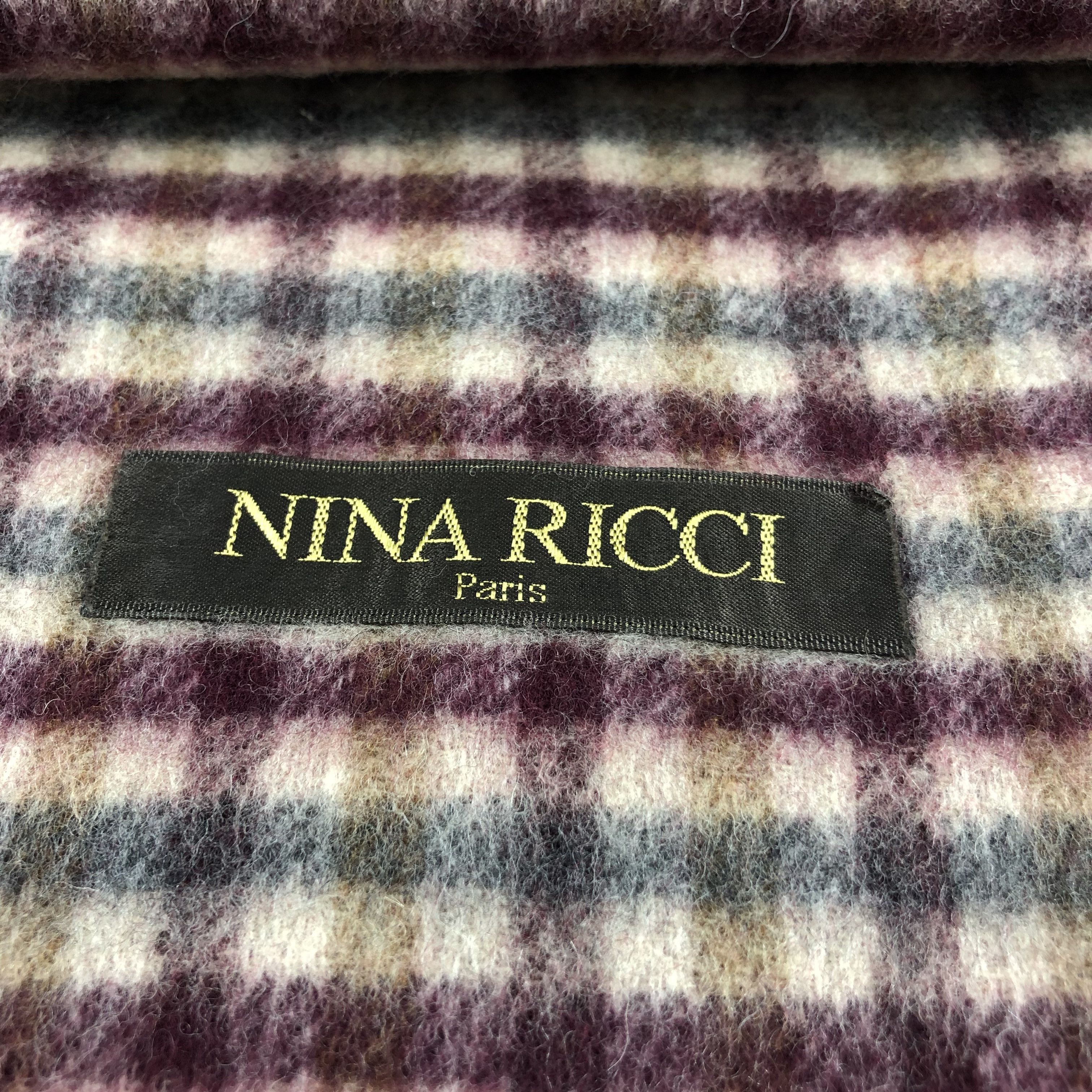 Nina Ricci Nina Ricci Gingham Wool Scarf Muffler V839 Size ONE SIZE - 4 Thumbnail