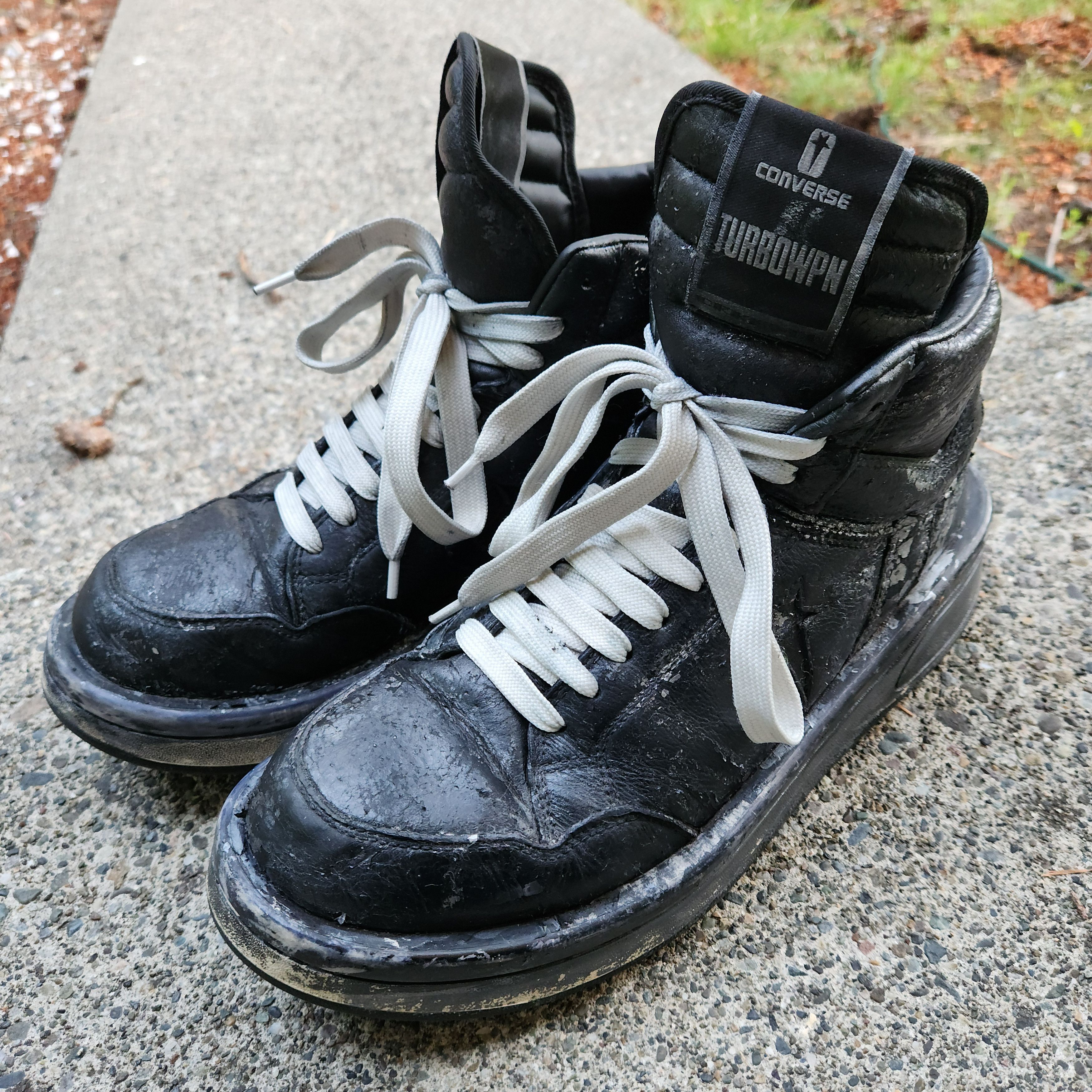 Rick Owens Converse TURBOWPN Custom Paint Silver Black Waxed
