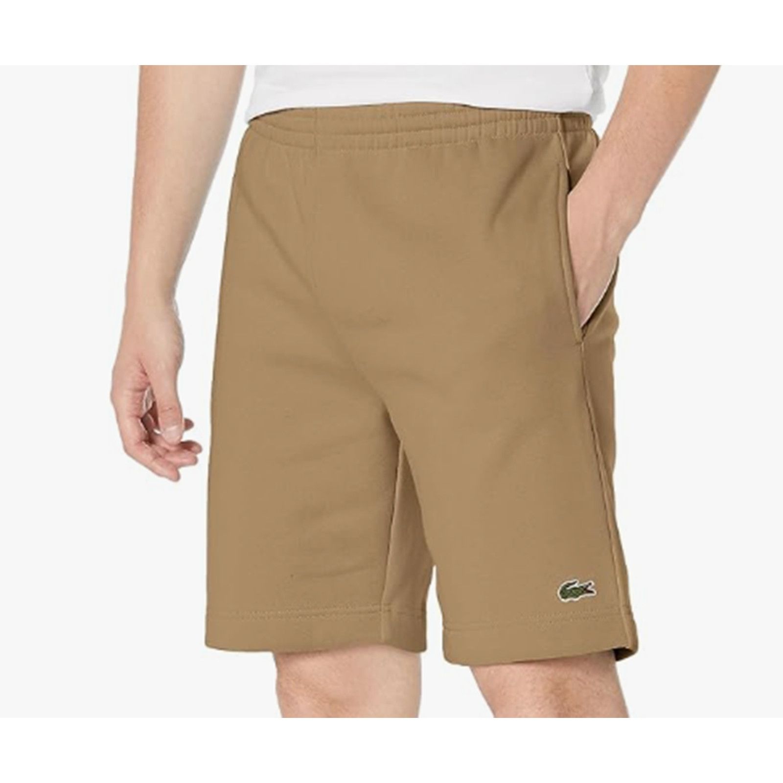 Lacoste Lacoste Men's Solid Regular Fit Brushed Fleece Shorts Gold S Size US 30 / EU 46 - 1 Thumbnail