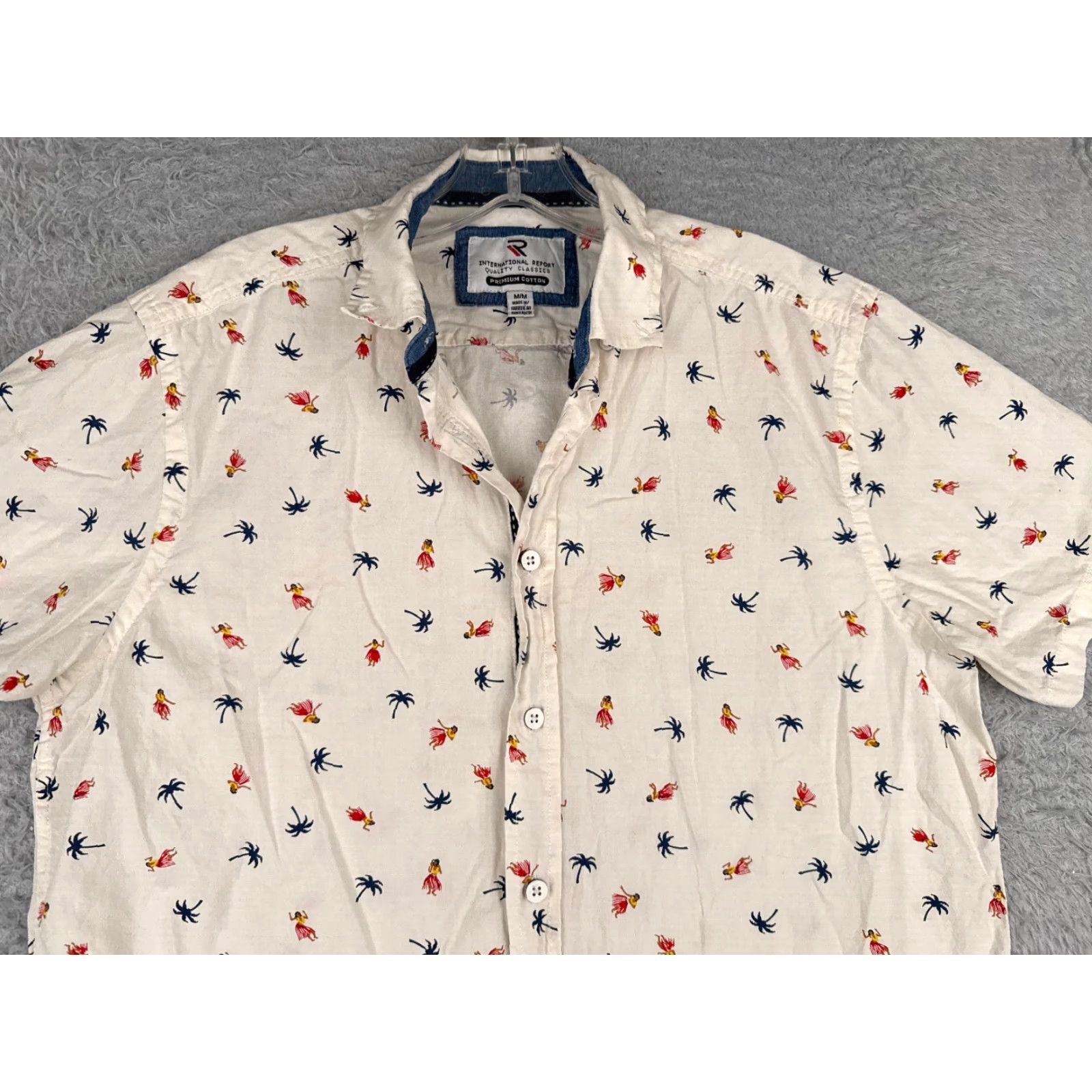 Vintage International Report Hawaiian Shirt Men Medium White Floral Button-Up Collared Casual Summer Regular Fit Size US M / EU 48-50 / 2 - 4 Thumbnail