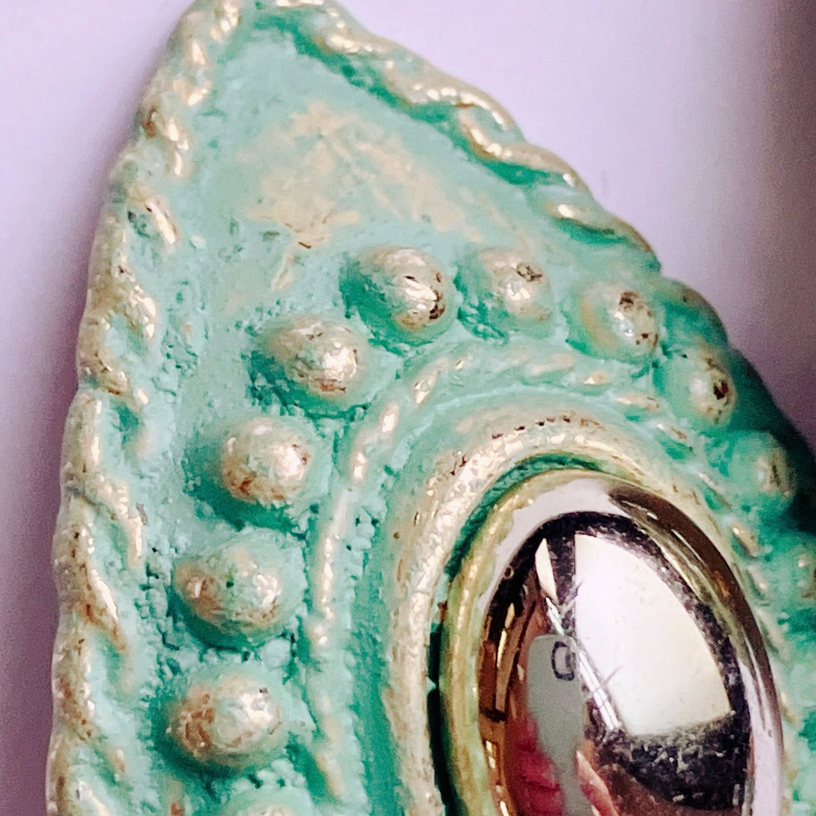 Vintage VTG 80s Mint Green Clip On Earrings Teardrop Reflective Size ONE SIZE - 5 Thumbnail