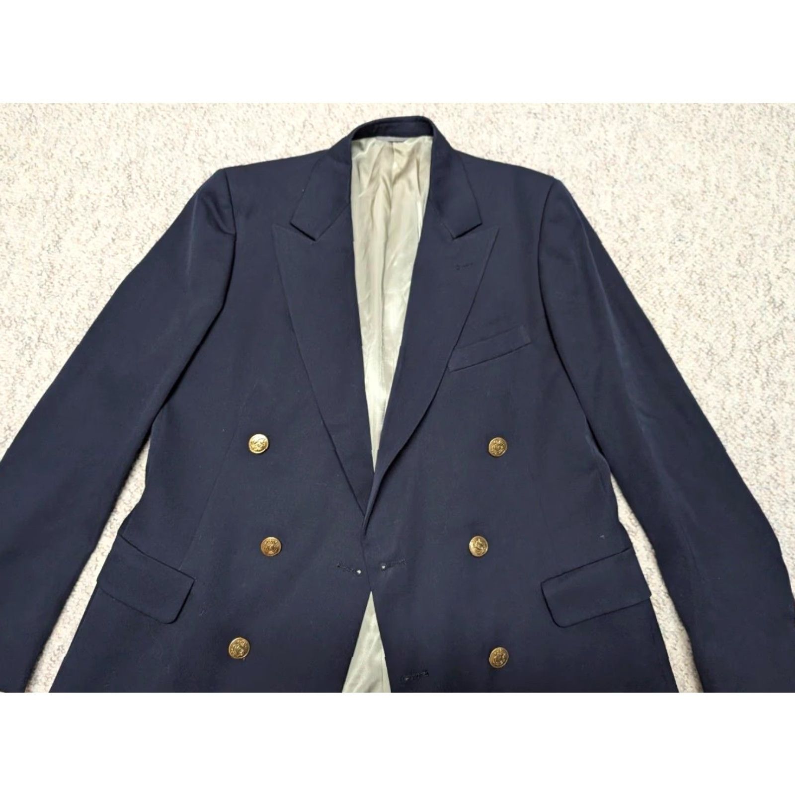 Kilgour VINTAGE Kilgour French & Stanbury blazer BLUE 40L WOOL double-breasted Men blazer US made Size 40R - 7 Thumbnail