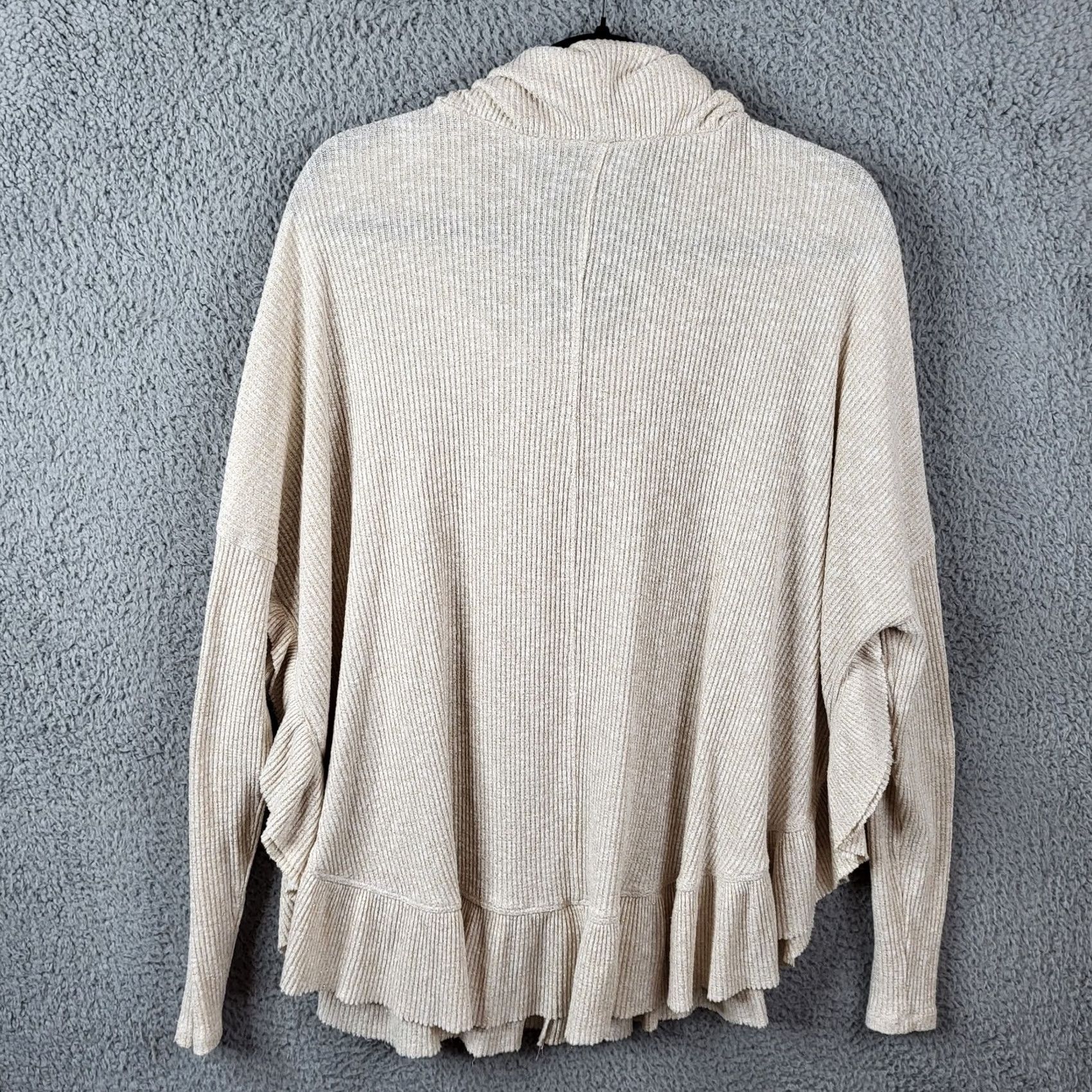 Anthropologie Anthroplogie Postmark Orley Cowl Neck Ruffle Metallic Knit Top Size M/L Ivory Cardigan Womens Size M / US 6-8 / IT 42-44 - 5 Thumbnail