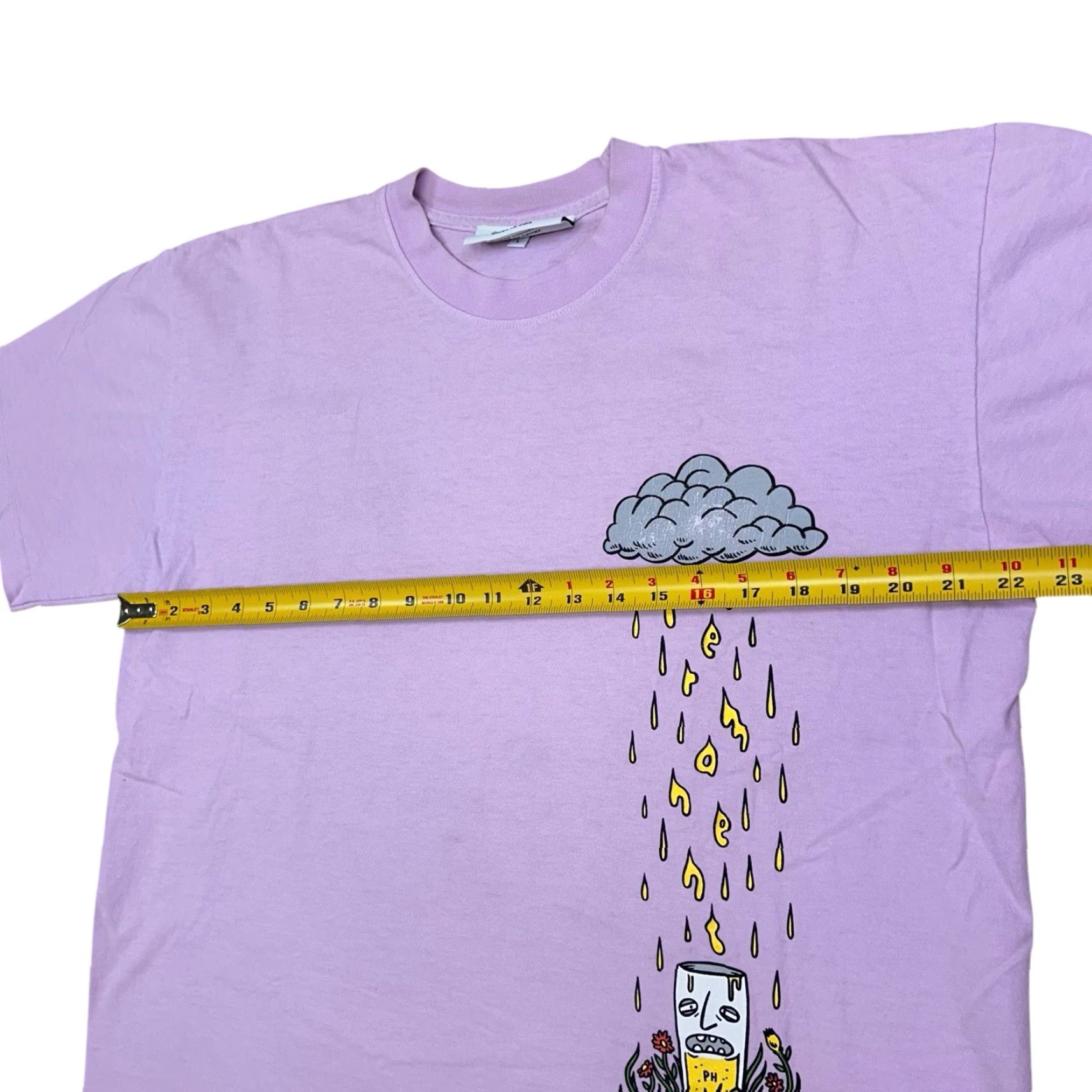 Pinko Permanent Hangover T-Shirt Men Designer Rain Graphic Large Pink Size US L / EU 52-54 / 3 - 6 Thumbnail